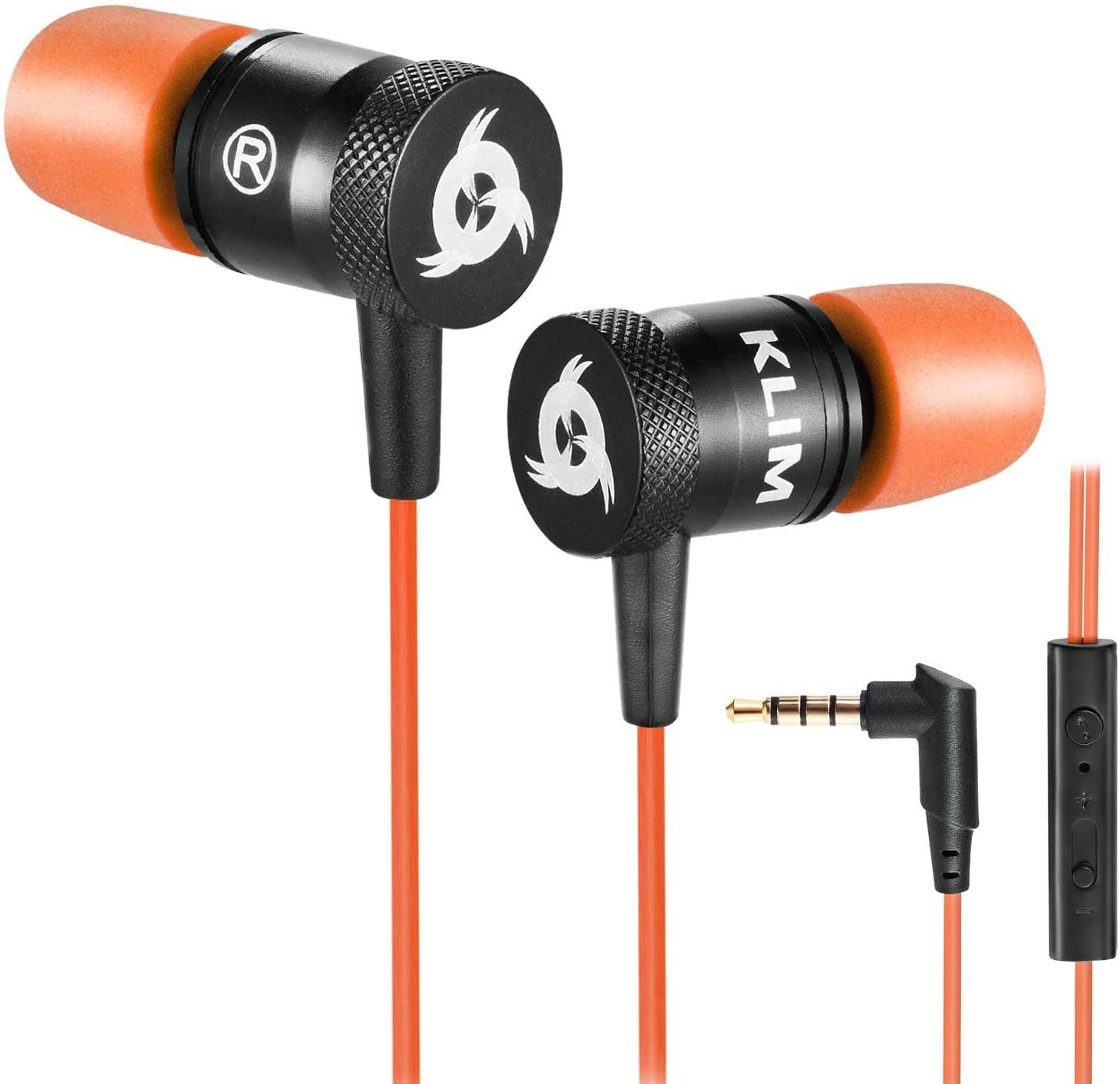 (3,5mm KLIM In-Ear-Kopfhörer Memory Fusion Stöpsel) Klinkenanschluss, Orange Foam