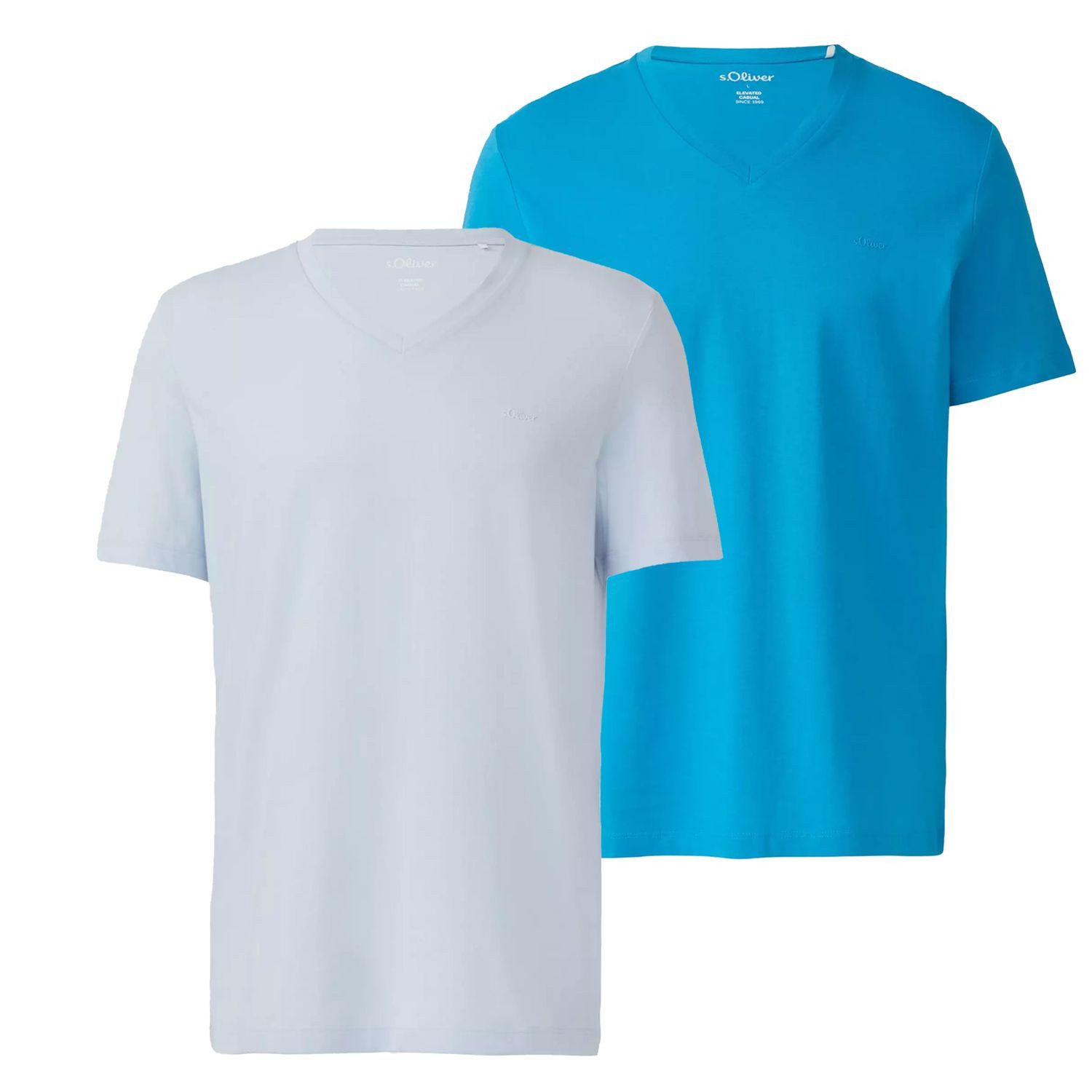 s.Oliver T-Shirt V-Ausschnitt, mit Logo auf der Brust