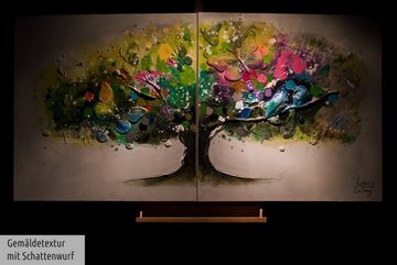 KUNSTLOFT Gemälde Regenbogenbaum 160x80 cm, Leinwandbild 100% HANDGEMALT Wandbild Wohnzimmer
