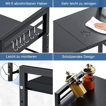 NUODWELL Küchenregal Erweiterbar Mikrowelle Regale, 2-stufiges Platzsparregal und Organizer