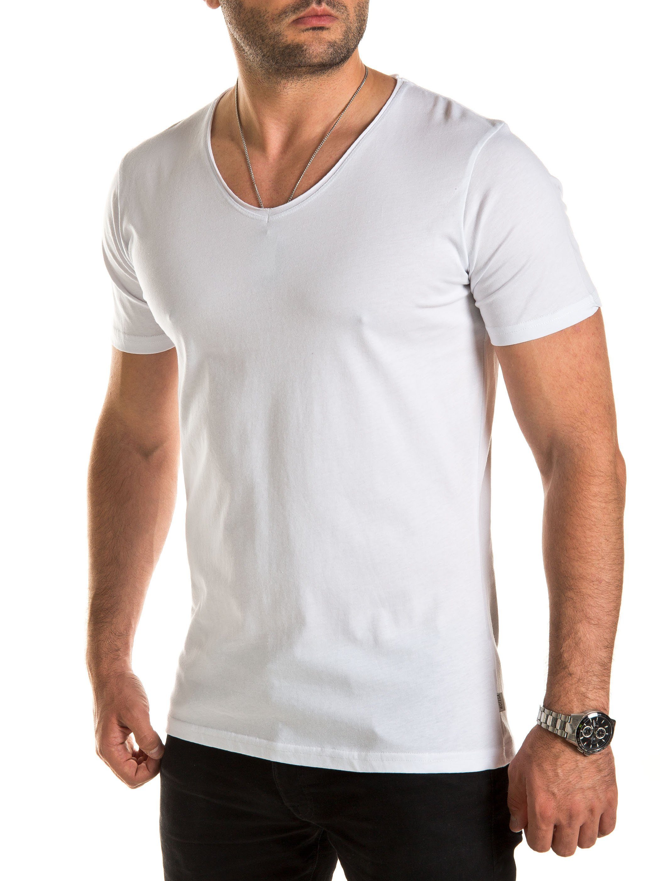 WOTEGA V-Shirt Nasus Basic Tee V-Neck Weiß (bright white 110601)