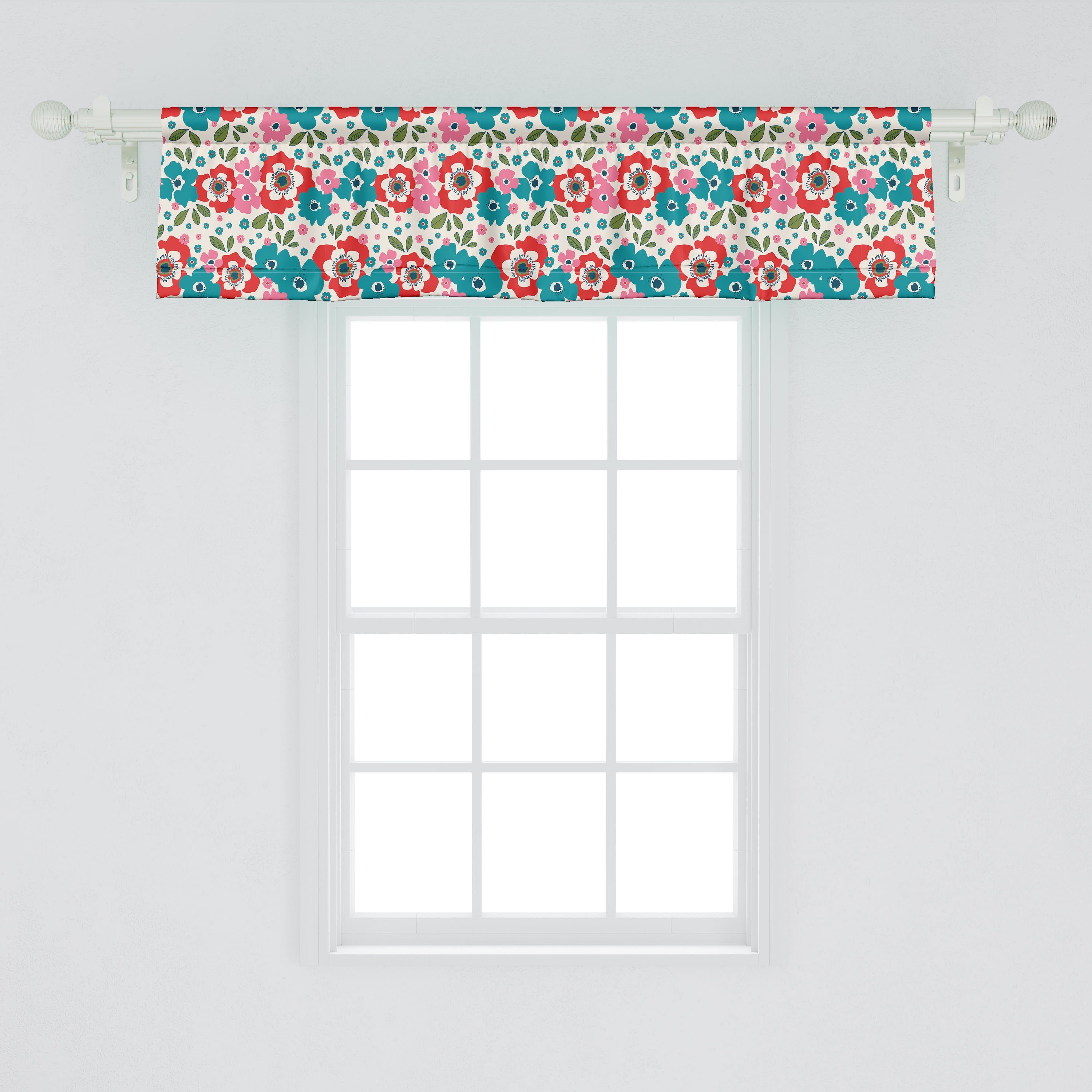 Scheibengardine Vorhang Volant für Flora Blumen Eggshell Küche auf Microfaser, mit Schlafzimmer Vivid Dekor Stangentasche, Abakuhaus