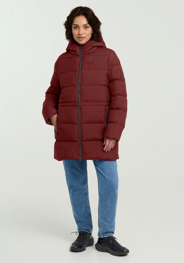 Jack Wolfskin Steppmantel FROZEN PALACE LONG JKT W RDS mit Kapuze, wärmeisolierende Füllung, winddicht