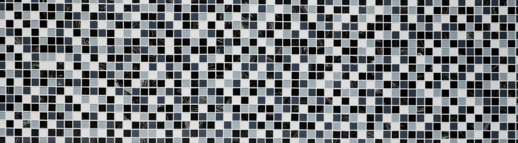 Mosani Mosaikfliesen selbst­kle­bende Glasmosaik Wandfliesen schwarz weiss 30x30 cm, Spritzwasserbereich geeignet, Küchenrückwand Spritzschutz