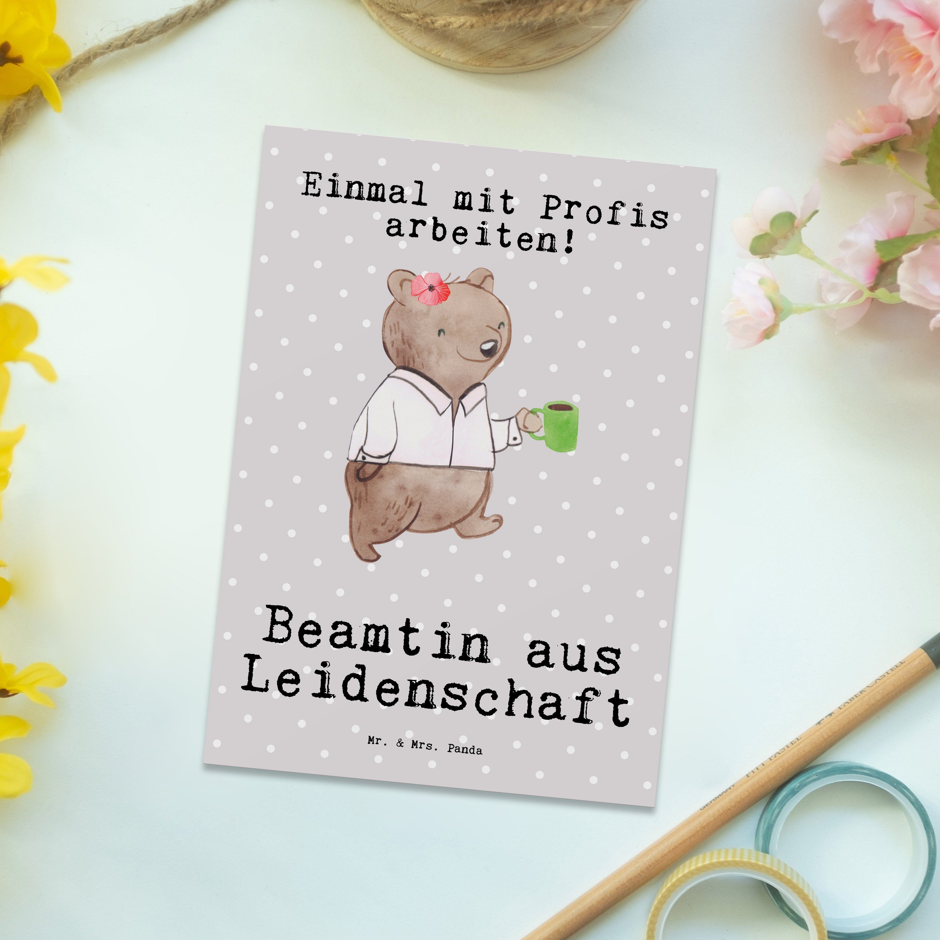 - Postkarte Leidenschaft Mr. Grau & Panda Beamtin öffentlicher Geschenk, Dien aus Pastell Mrs. -