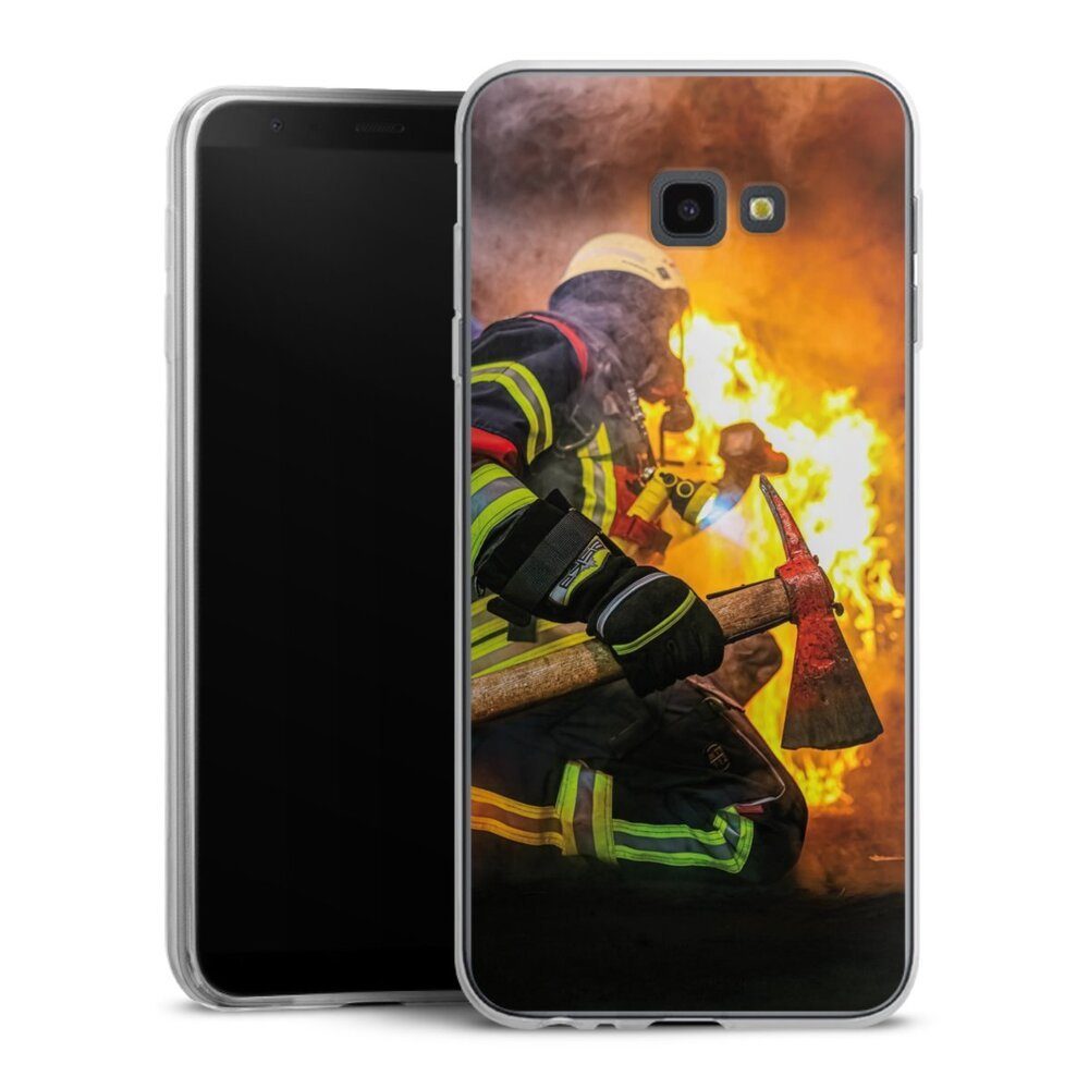 DeinDesign Handyhülle Feuerwehr Feuer Lebensretter Volunteer Firefighter, Samsung Galaxy J4 Plus (2018) Slim Case Silikon Hülle Ultra Dünn