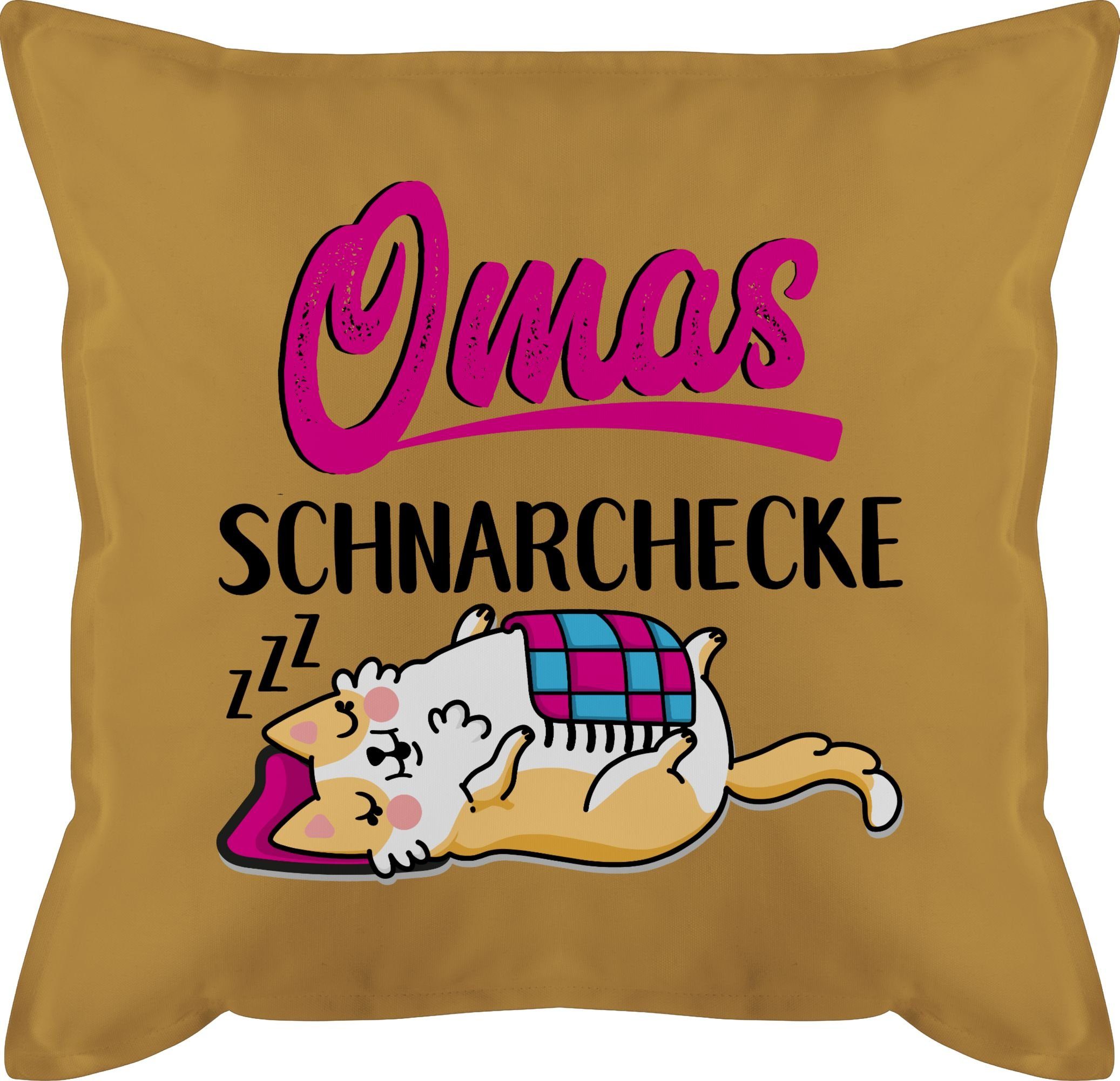 Shirtracer Dekokissen Omas Schnarchecke - schwarz/fuchsia, Oma Großmutter 2 Gelb