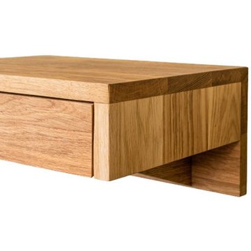 Woodek Design Nachttisch BO, kompakter Eichen-Nachttisch, grifflos, schwebend mit Schublade (H 18 x B 40 x T 30 cm, 1-St., funktionales Wandregal), hängende und moderne Nachttischkonsole