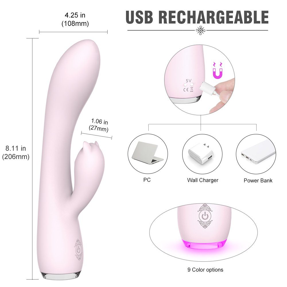 Sie FANNY 9 Rabbit-Vibrator (Packung, S-Hand und G-punkt Vibratoren Modi, Klitoris für 1-tlg)