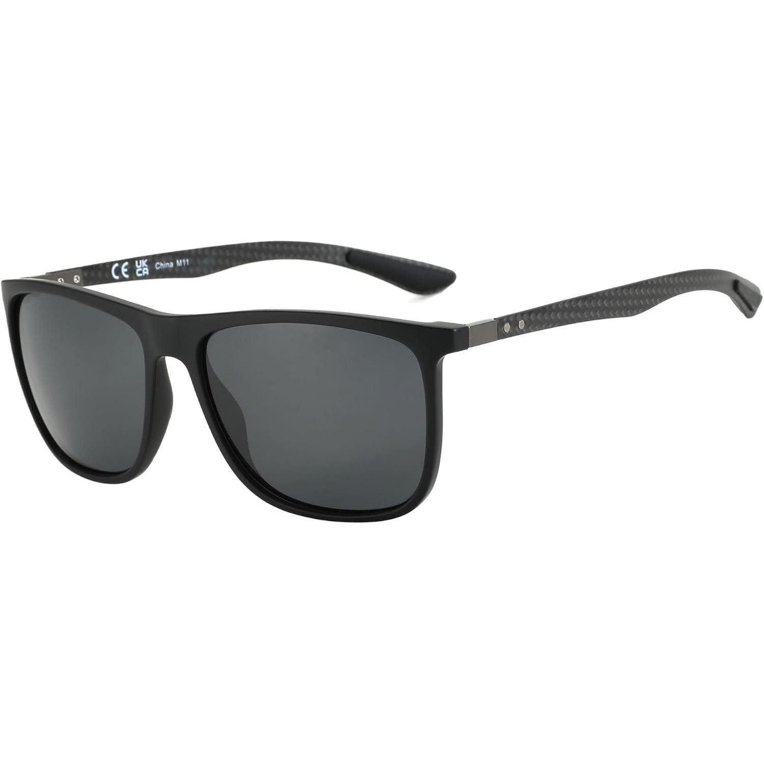 Sonnenbrille Sonnenbrille polarisiert Herren Schwarzer Rahmen Graue Linse