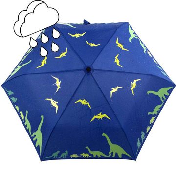 iX-brella Taschenregenschirm iX-brella Mini Kinderschirm mit Wet Print Motiv, Farbänderung bei Nässe - Dinosaurier