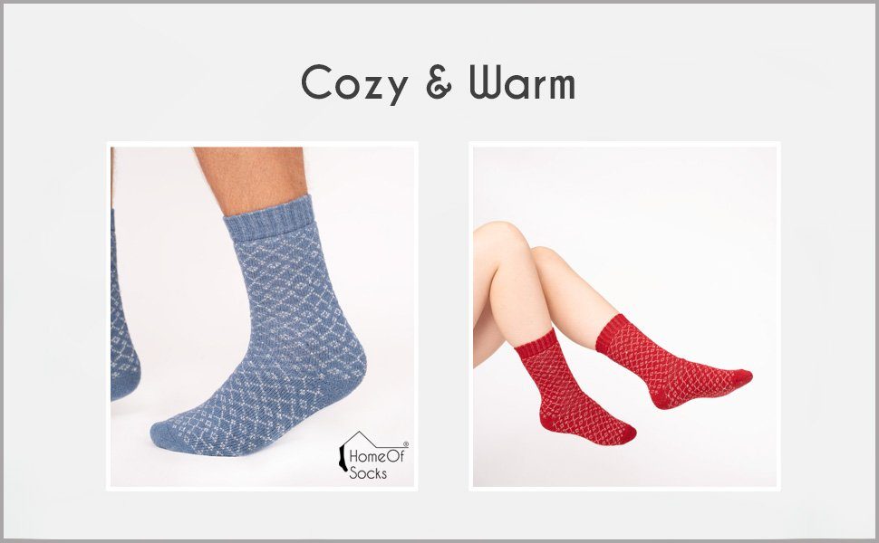 Hyggelig Design Wollanteil Socken mit Socken Mit HomeOfSocks 45% Wolle Warm Hohem Dick Bunten & Damen Für Hellblau Hygge Dicke In Socken Herren