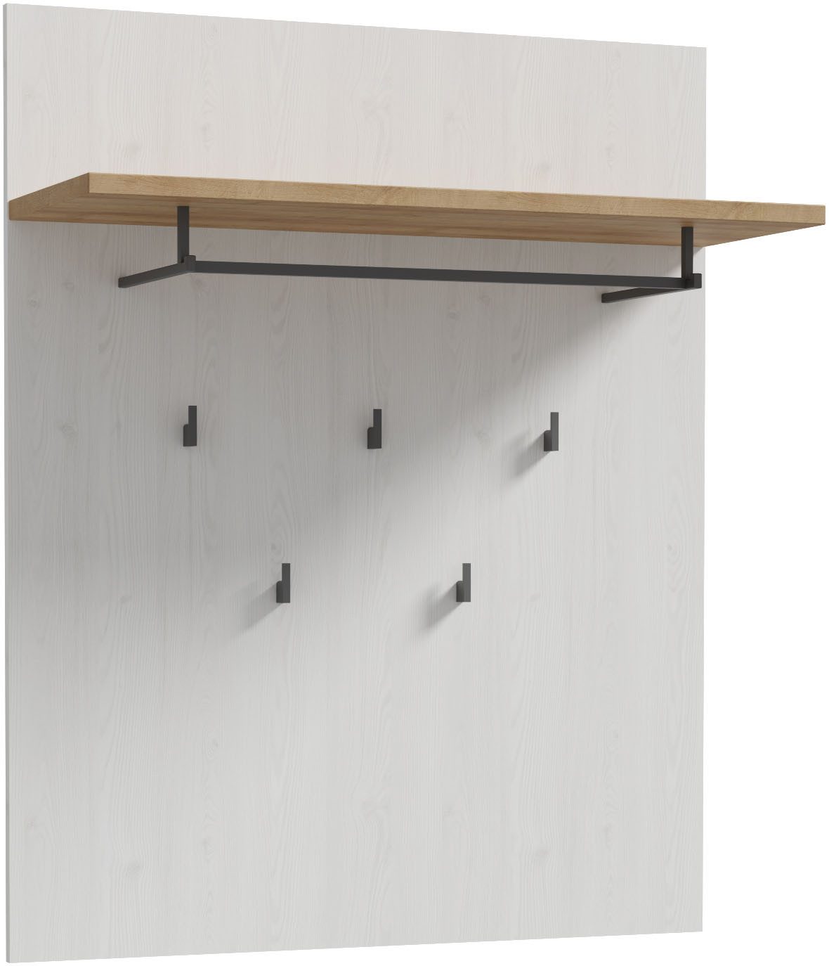 FORTE Garderobenpaneel Bohol Paneel 5 Haken, Kleiderstange, Ablageboden, B/H/T 86,5/1056/30 cm