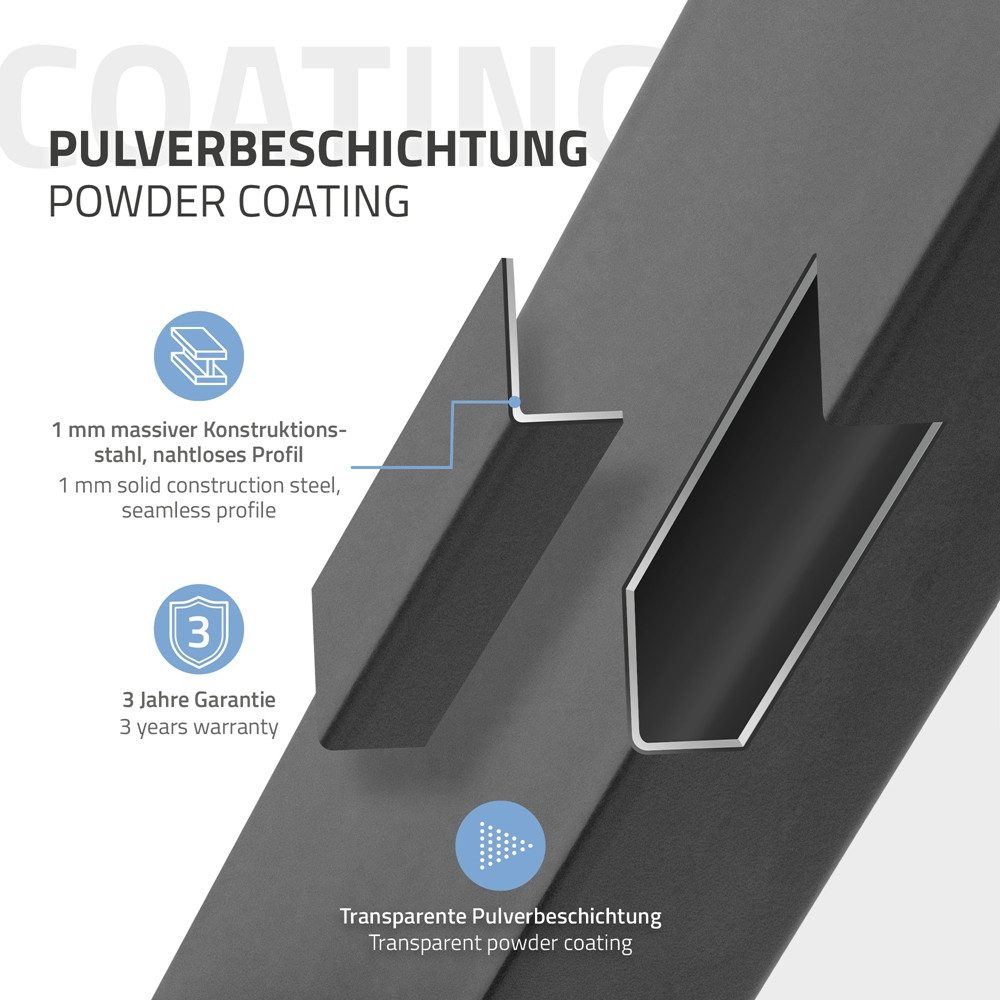ECD Germany Tischbein 2x Tischbeine X-Design aus pulverbeschichtetem Stahl Industriedesign, Tischgestell Kreuzgestell 60x72 cm Metall Tischkufen Möbelfüße – Bild 3 von 5