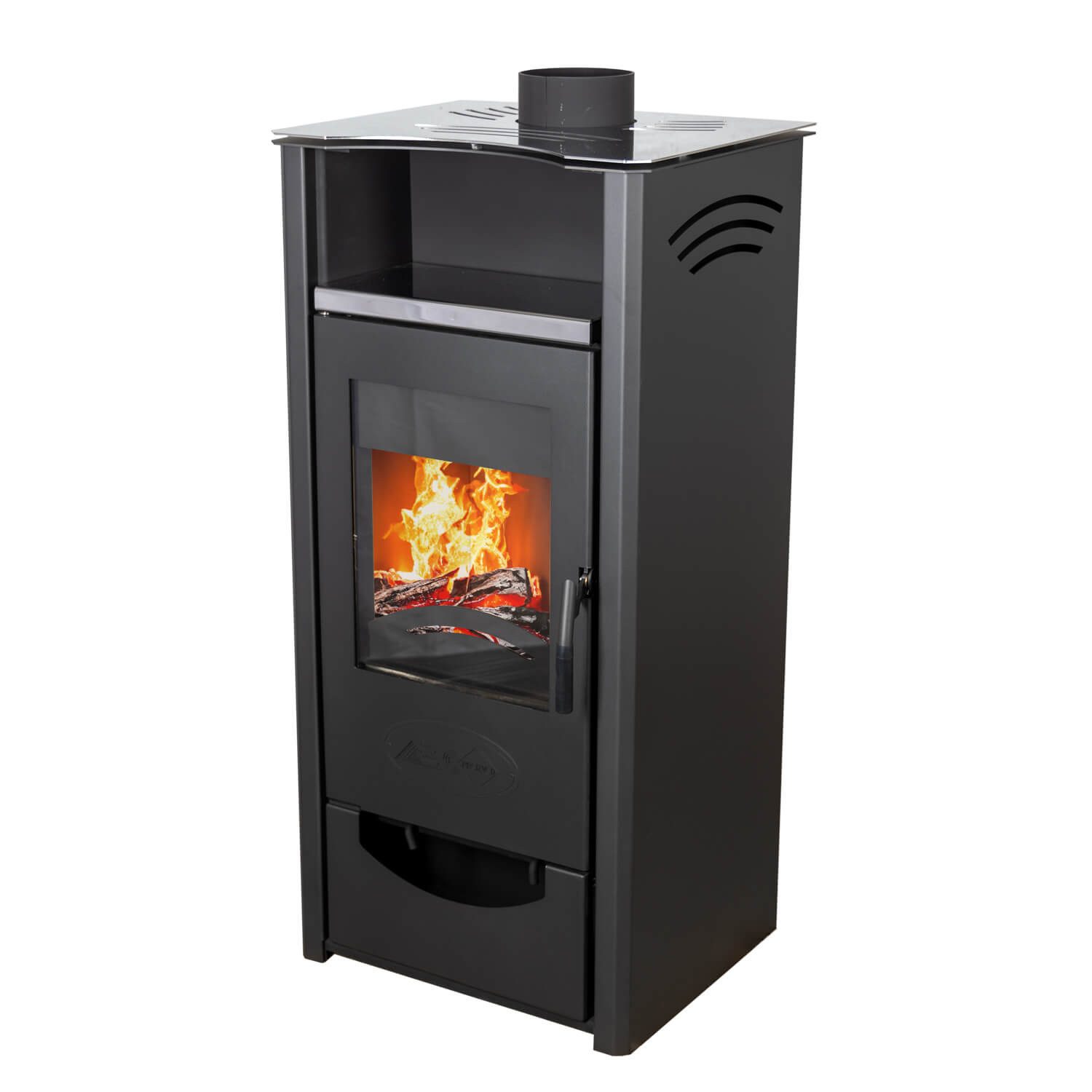 ABC Proizvod Kaminofen Dauerbrand Holzofen Kamin Ofen Holz Schamott 9 kW mit Mehrfachbelegung, 9,50 kW, Dauerbrand