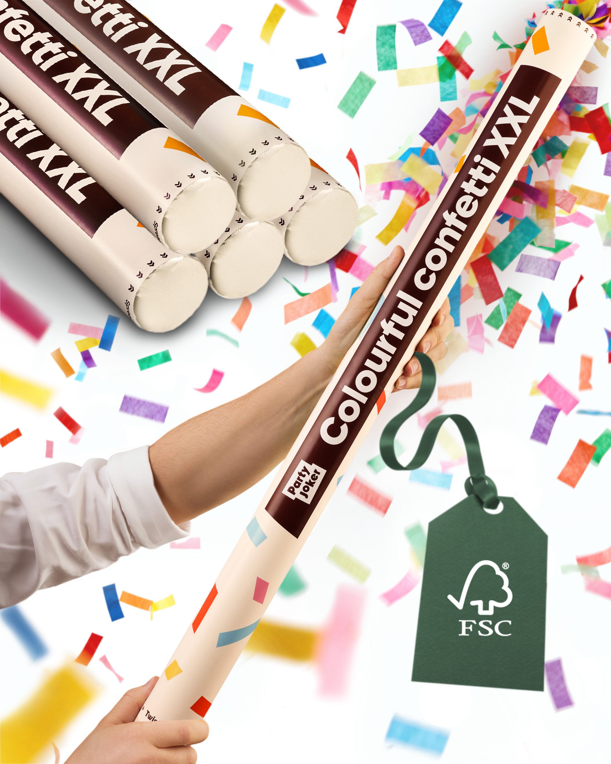 Partyjoker Konfetti Konfettikanone Bunt - 5-8 m Konfettistrahl - einfach & sicher - Party, 5-8 Meter Strahl – Großer Effekt für Innen & Außen