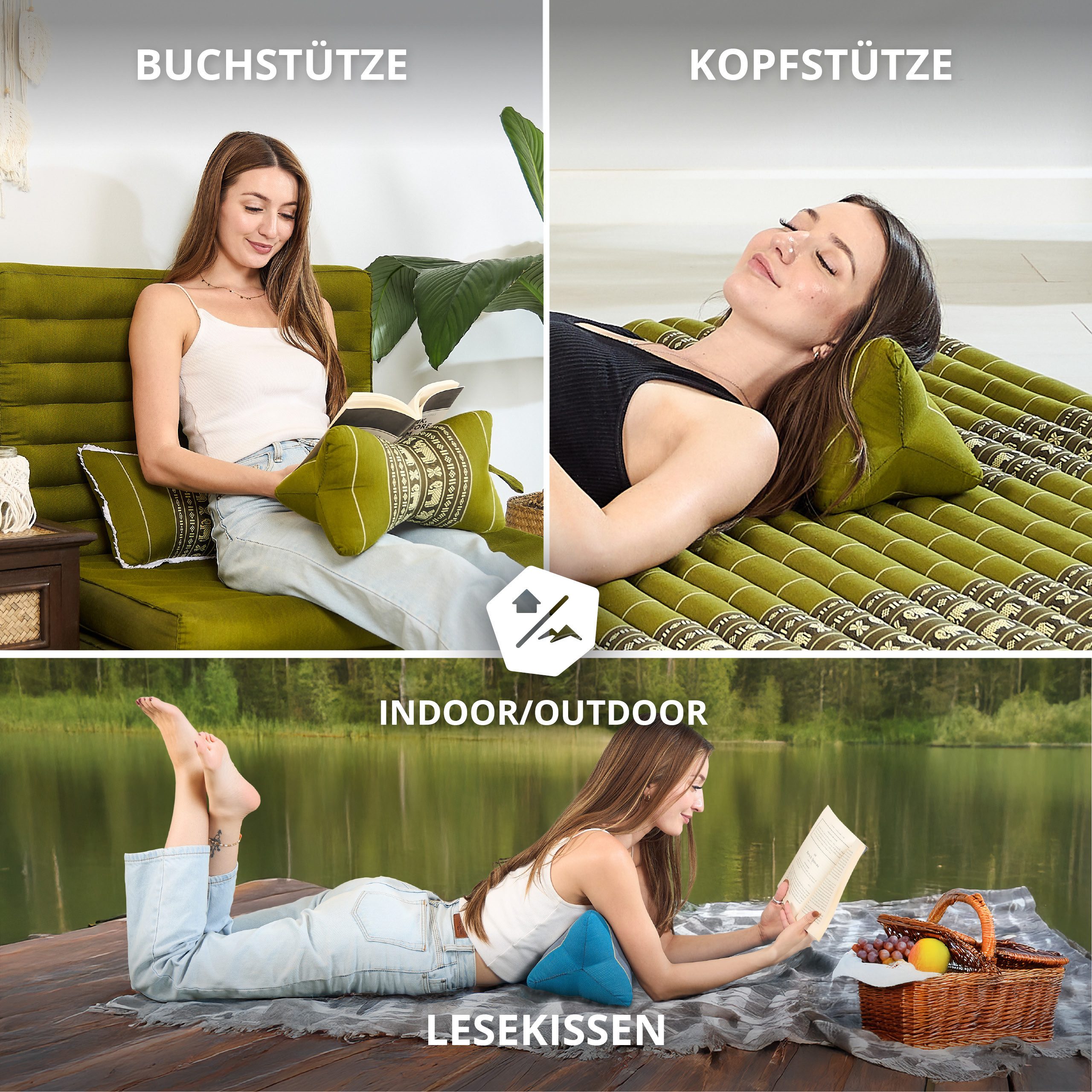 livasia Nackenstützkissen Knochenkissen, vegan und handgefertigt, Ø 15x32cm, Kapok