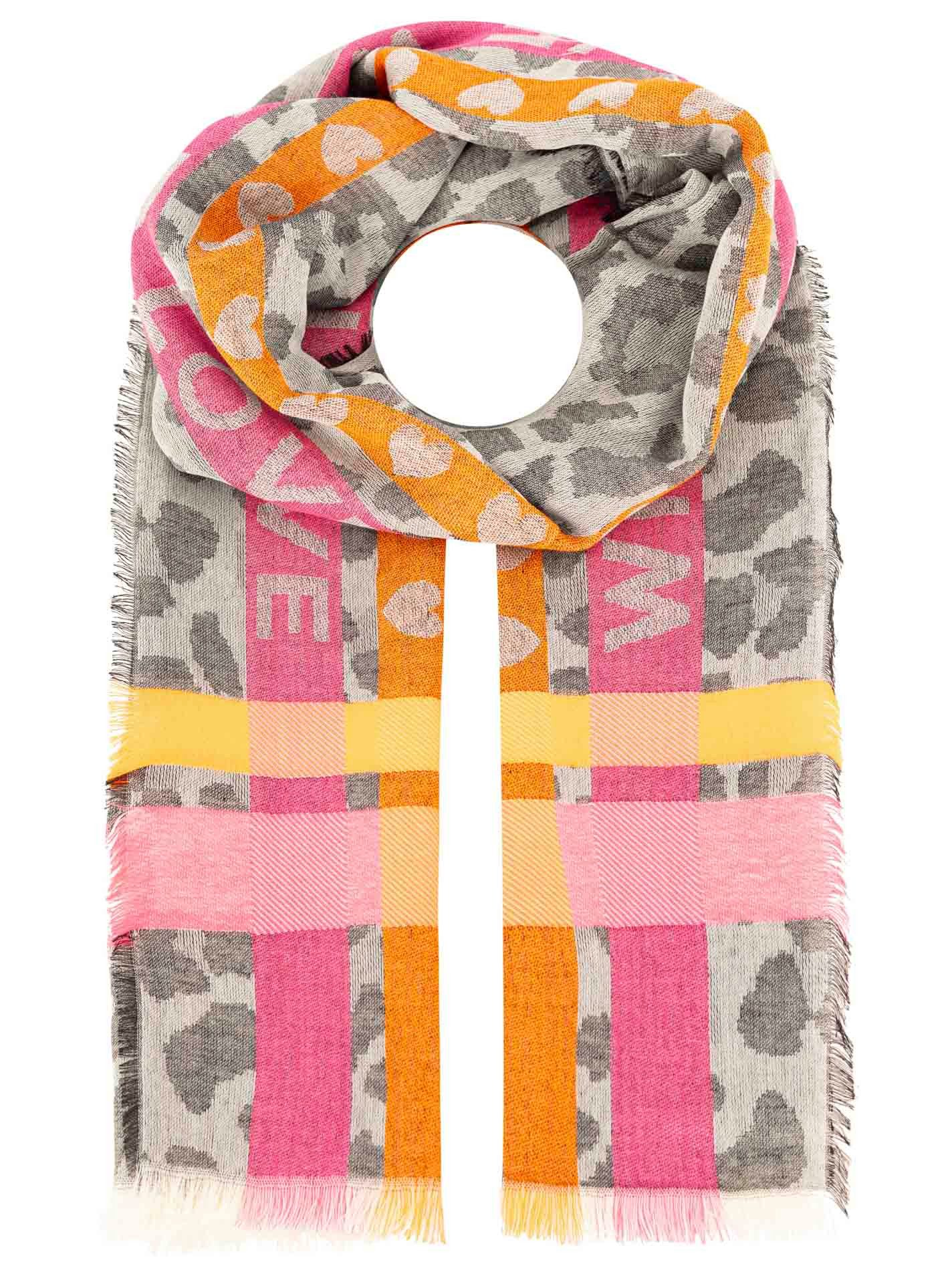 Zwillingsherz Schal "Wild Love", trendiger Schal mit Herzen und Schriftzug