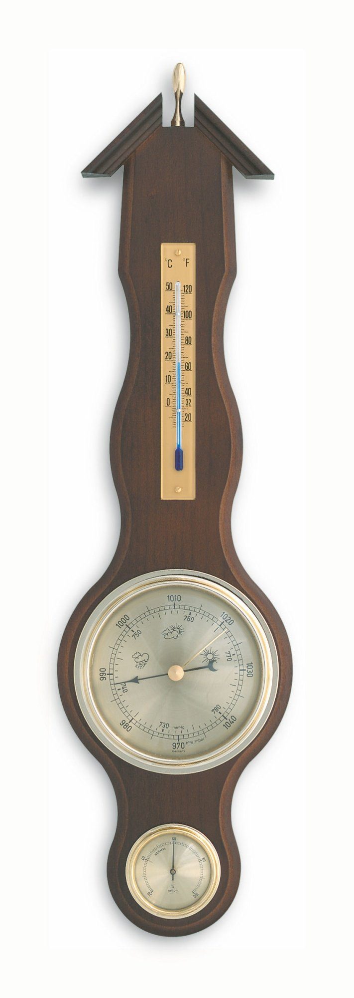 TFA Dostmann TFA 20.1037 analoge Wetterstation aus Massivholz Innenwetterstation