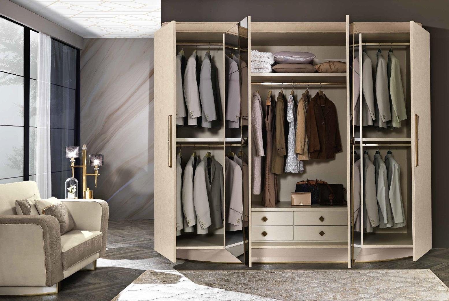 Möbel Holz Schränke Garderobe Kleiderschrank JVmoebel Italien Holz Spiegel Kleiderschrank Neu