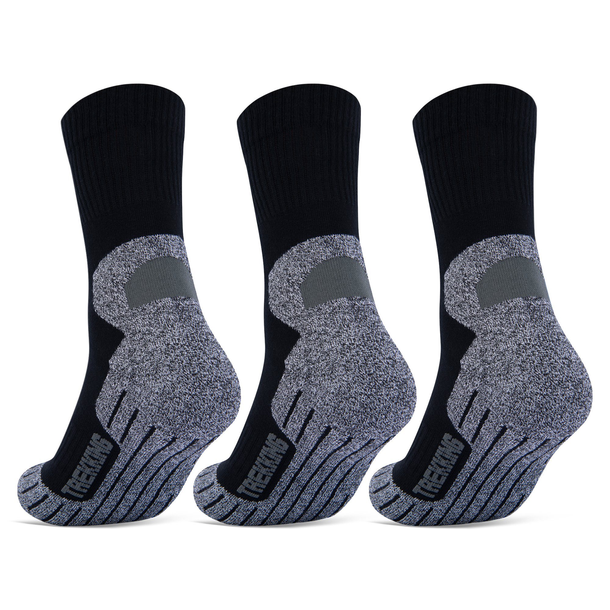 sockenkauf24 Sportsocken 3 Paar Damen & Herren Funktionssocken (43-46, Grau) Laufsocken Wandersocken Stoßabfedernd - 16101 WP