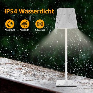 VSIUO LED Nachttischlampe LED Dimmbare Akku Tischlampe Kabellose, Verstellbare Helligkeit (3000K/4000K/6000K); anpassbare Lichtstärke (5%-100% Helligkeit); einstellbare Höhe (23CM/36CM); Touch-Steuerung, mit USB-C, IP54 Wasserdichte, Schwarz und weiß, LED fest integriert, Warmweiß, Wiederaufladbar 3000K/4000K/6000K Drei Farbtemperaturen Tischleuchte