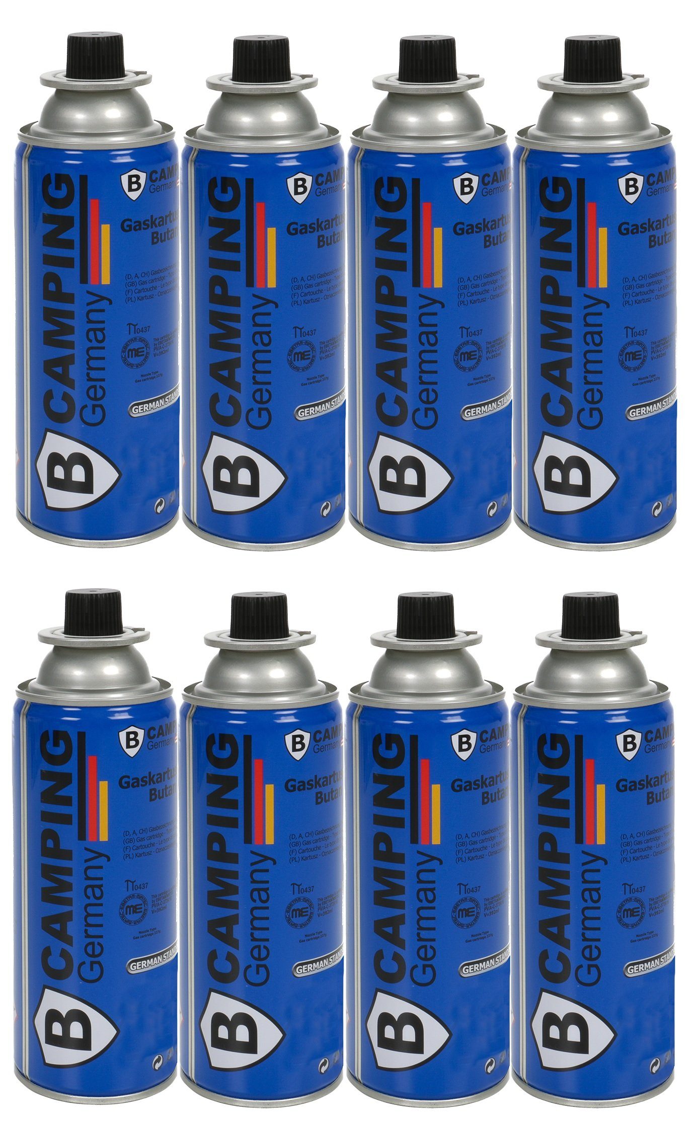 Bubble-Store Gaskartusche 8-er Set, Inhalt je Gaskartusche 227g, Vol. 392ml, Dosen-Vol. 520ml, Zubehör für Gaskocher, Unkrautbrenner, Butan, Gas, Kartusche, MSF-1a Gaskartuschen, Ersatkartuschen