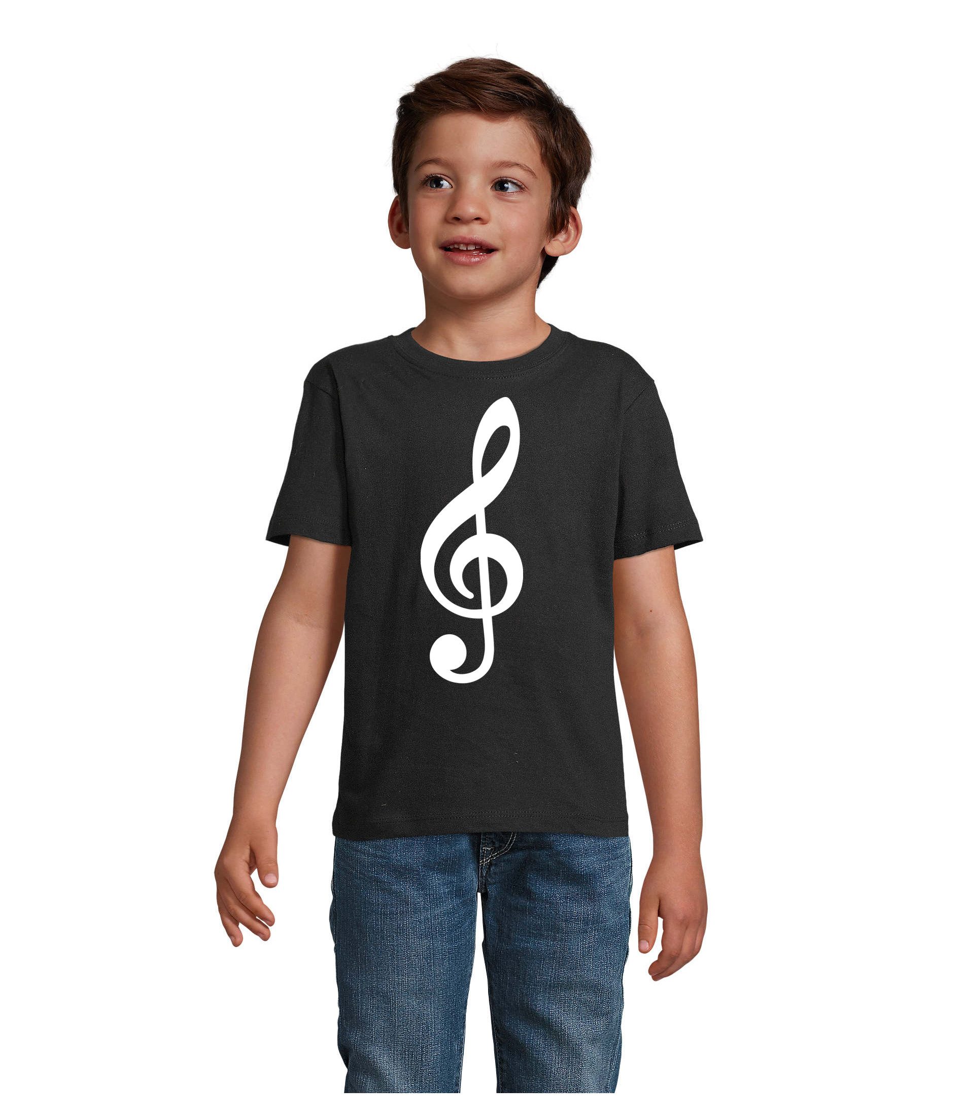 Blondie & Brownie T-Shirt Kinder Shirt Musik Notenschlüssel Kreativ Baumwolle Freizeit Kinder T-Shirt Notenschlüssel Print Baumwolle Rundhals Freizeit