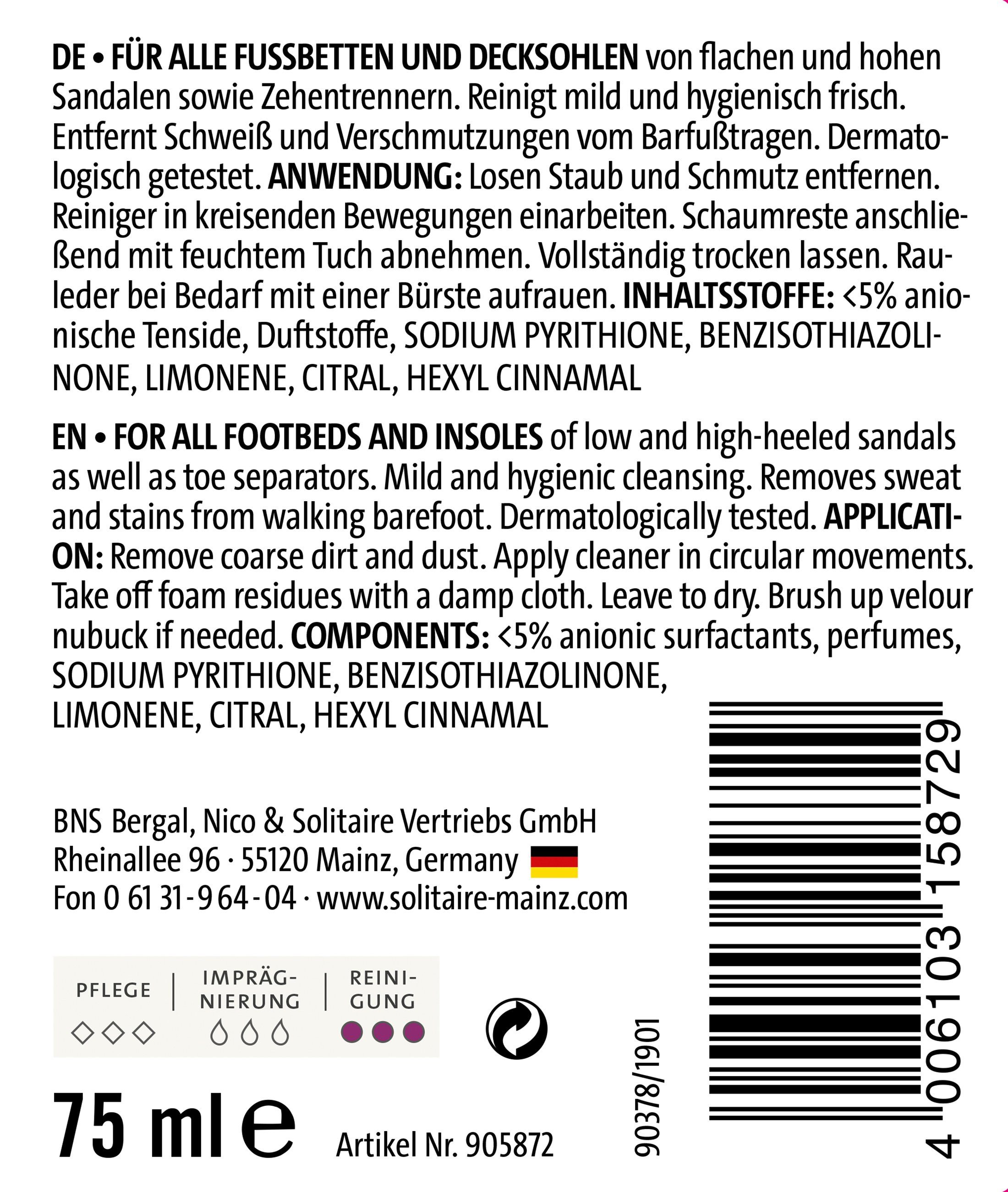 Solitaire Sandal Cleaner - hygienische Reinigung für Fußbetten und Decksohlen Schuhreiniger