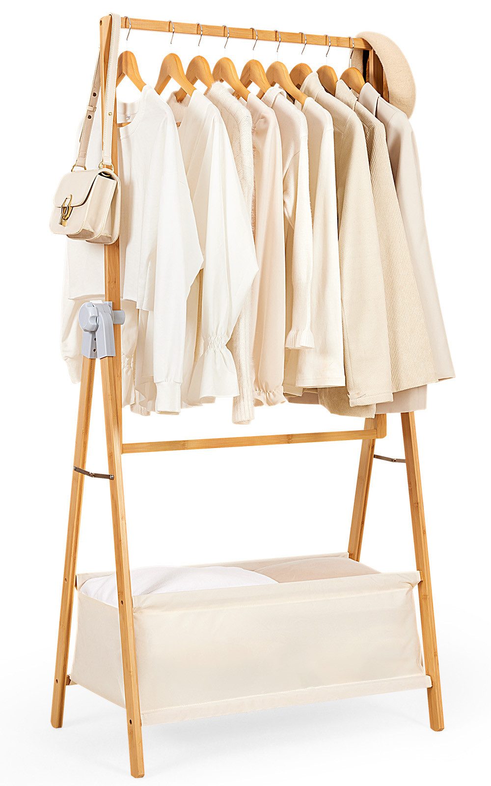 Yorbay Kleiderständer Bambus Garderobenständer mit Aufbewahrungskiste, Frei günstig online kaufen