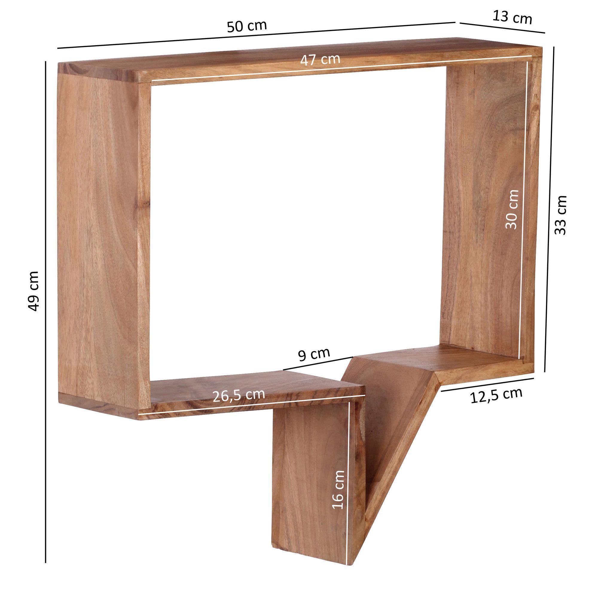 Wandboard Schwebend, Wandregal Set Modern, Wohnling Massivholz Sprechblase Akazie WL1.530, 2er Hängeregal Regal Echtholz