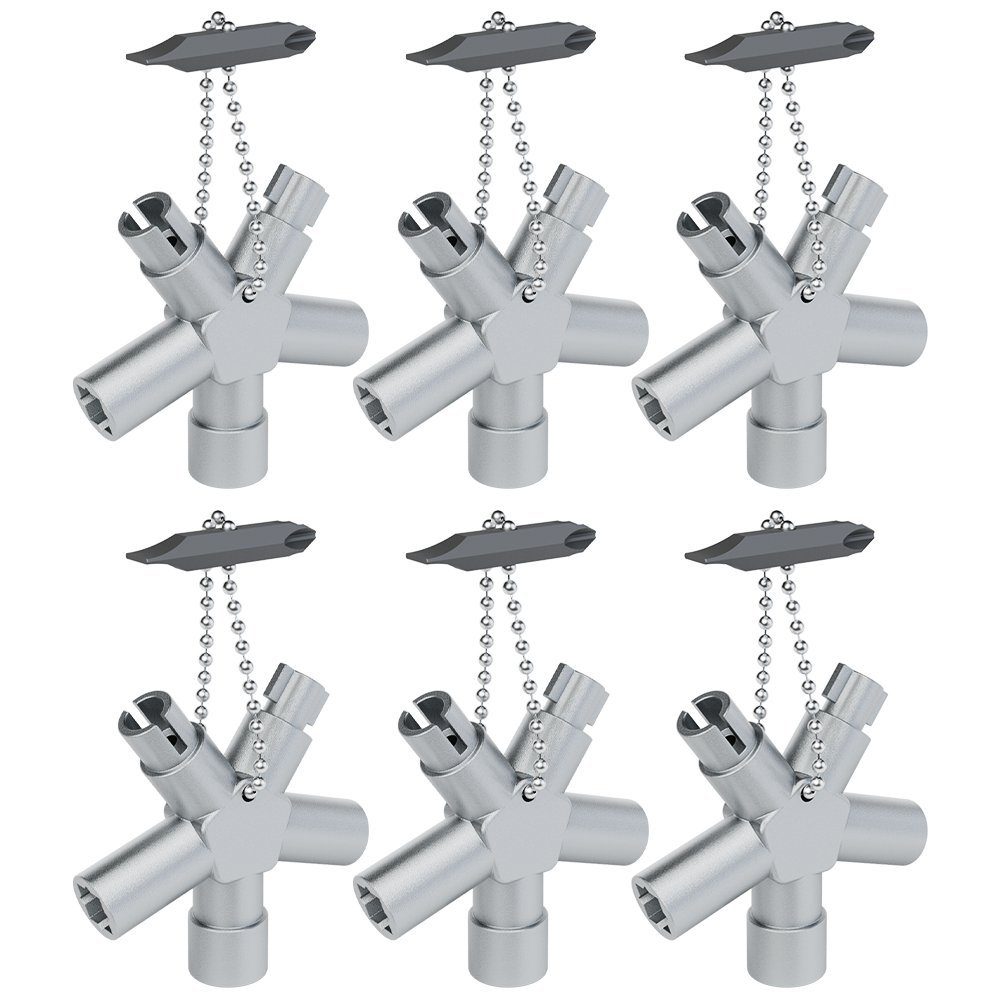 Pack Schaltschrankschlüssel mit (6-St) 6 Vierkantschlüssel Werkzeug Universal Vierkant ABSINA Schlüssel Dreikant Dreikantschlüssel Universalschlüssel für 6er - Bauschlüssel Absperrsysteme, Profile -
