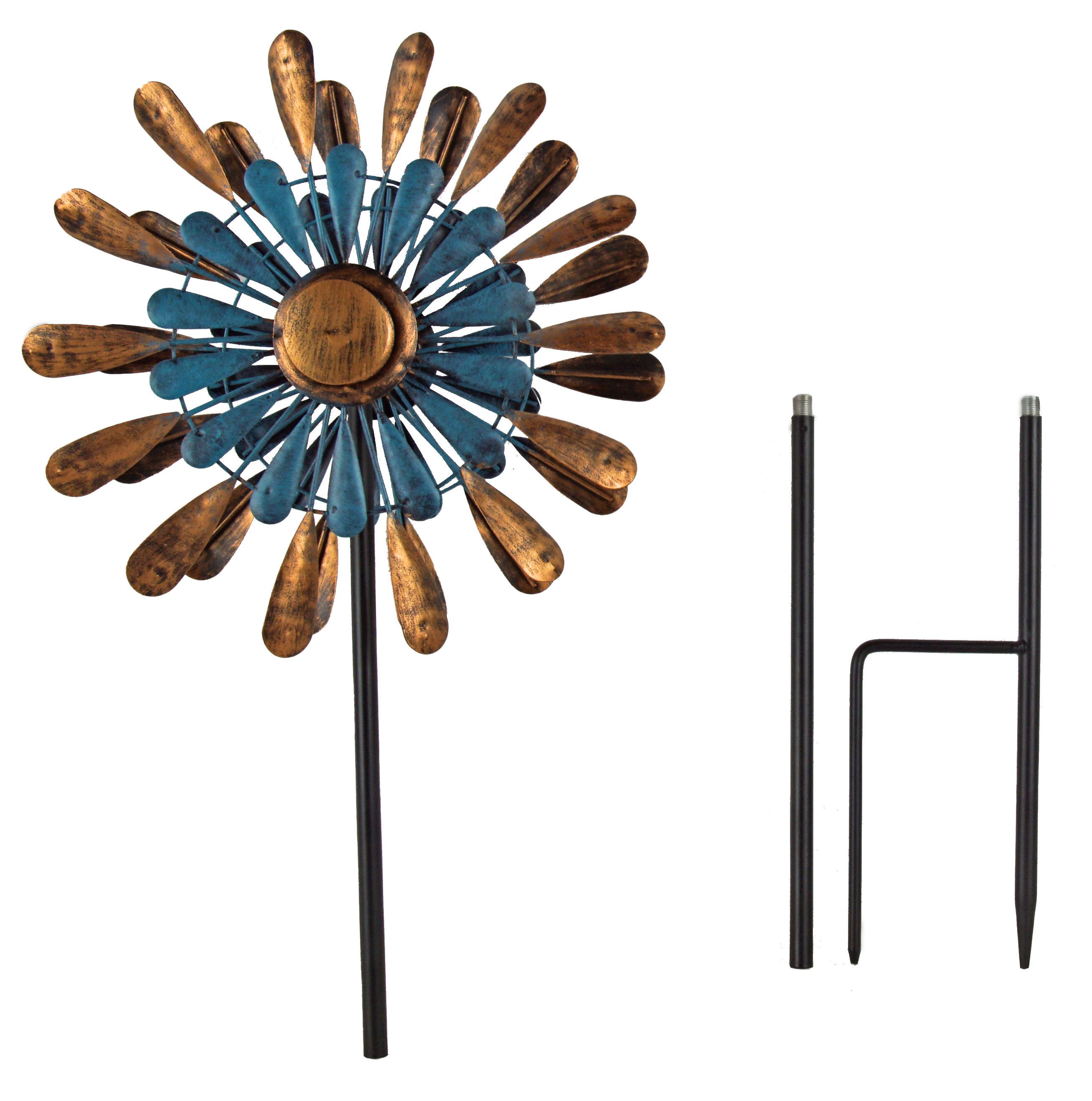 IKO Deko-Windrad Elegantes Windspiel im Blumen-Design – Ein Charme für Ihren Garten (1 St), Windrad, bunt, Metall, Gartendeko, wetterfest, Balkon, Garten