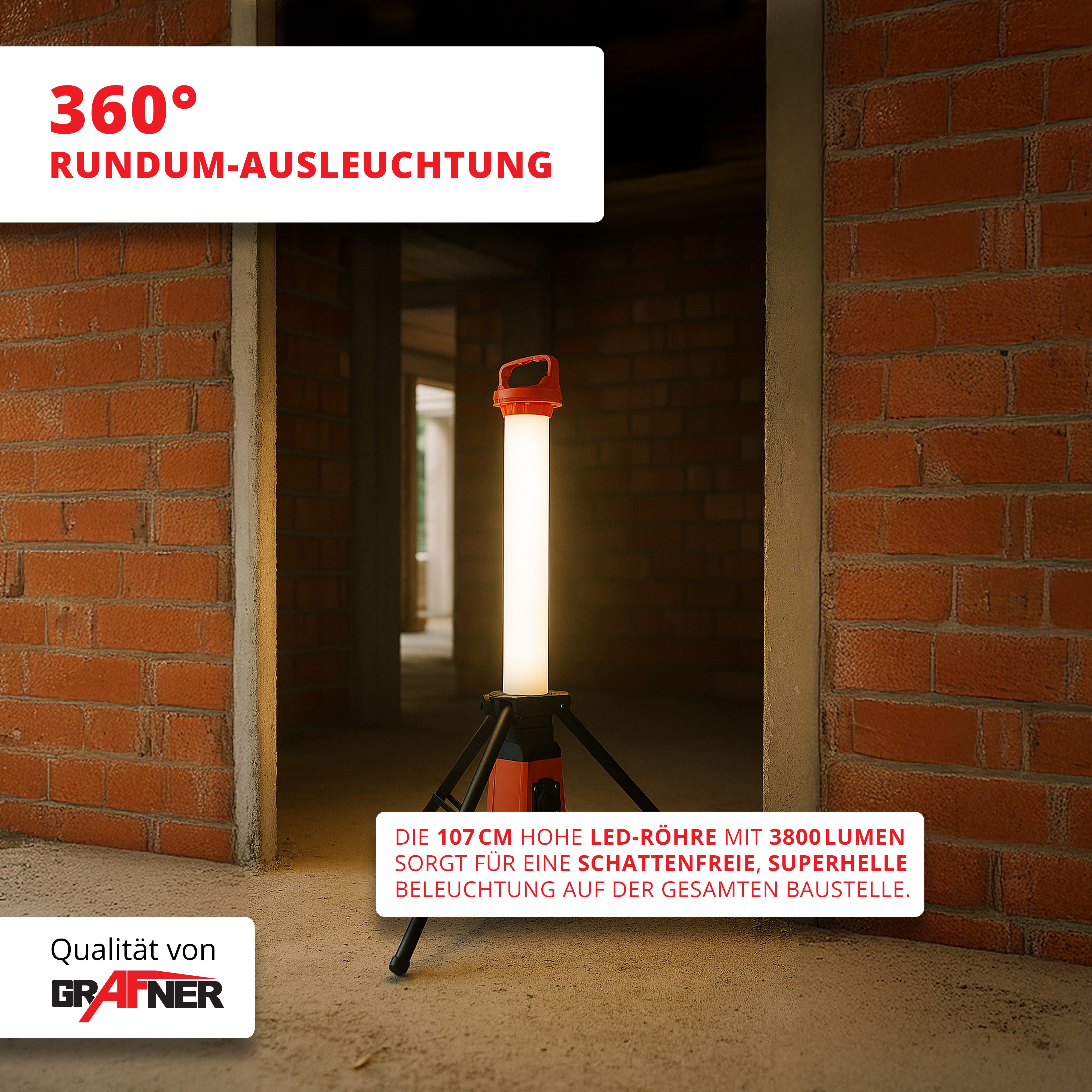Grafner LED Baustrahler Arbeitsstrahler 360° Baustellenleuchte Standleuchte günstig online kaufen