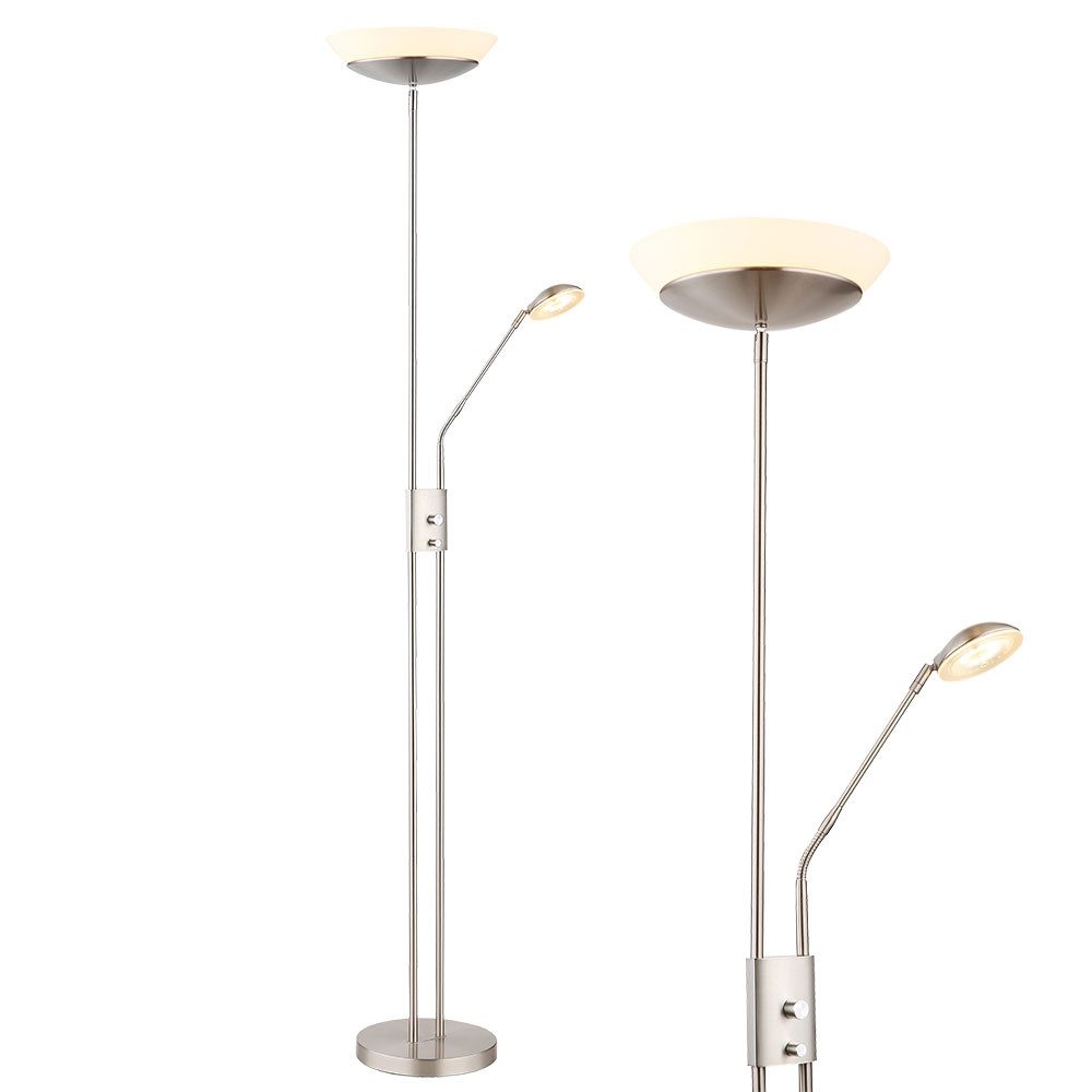 GLOBO LIGHTING LED Stehlampe, LED-Leuchtmittel fest verbaut, Warmweiß, Deckenfluter Wohnzimmerleuchte dimmbar Metall nickel H 180 cm