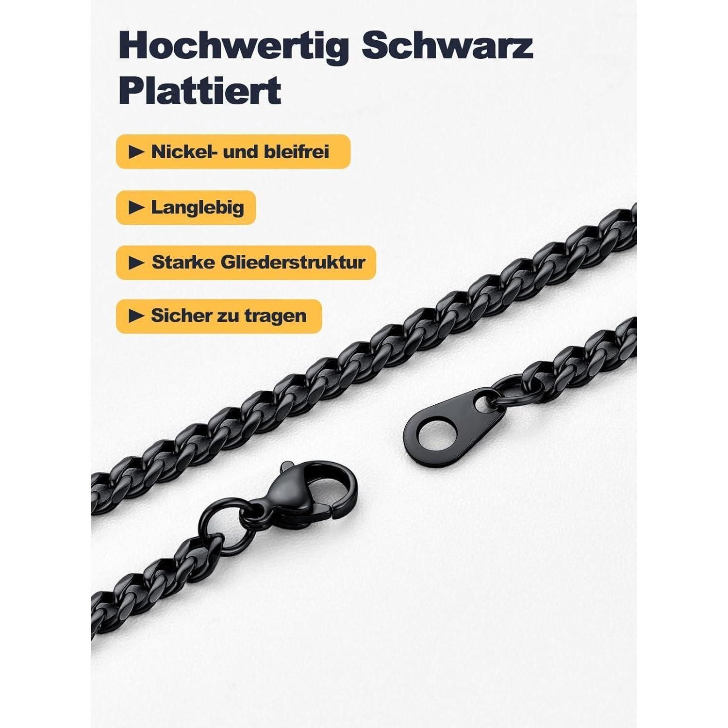 LuxusKollektion Panzerkette Panzerkette Damen Herren 3mm 71cm Schwarz