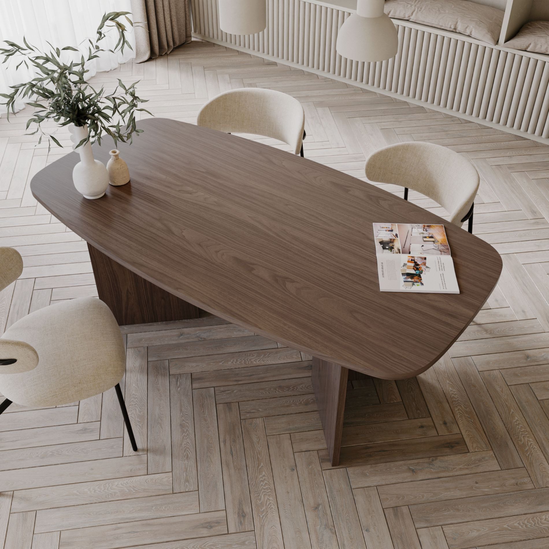 Selsey Esstisch Piano, robuste 28mm Platte, abgerundete Kanten, 6-8 Personen, 190x100 cm