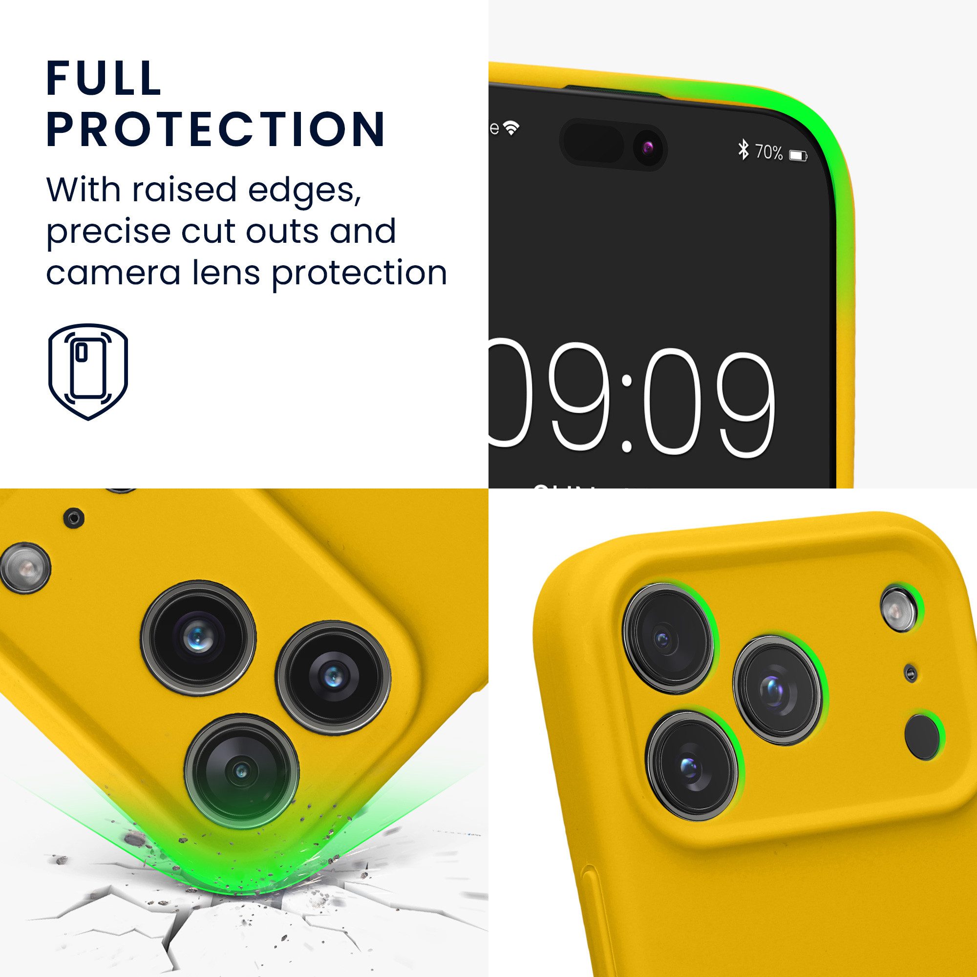 kwmobile Smartphone-Hülle Handyhülle für Apple iPhone 17 Pro Hülle, Hülle Silikon gummiert - Handyhülle - Handy Case in Strahlend Gelb