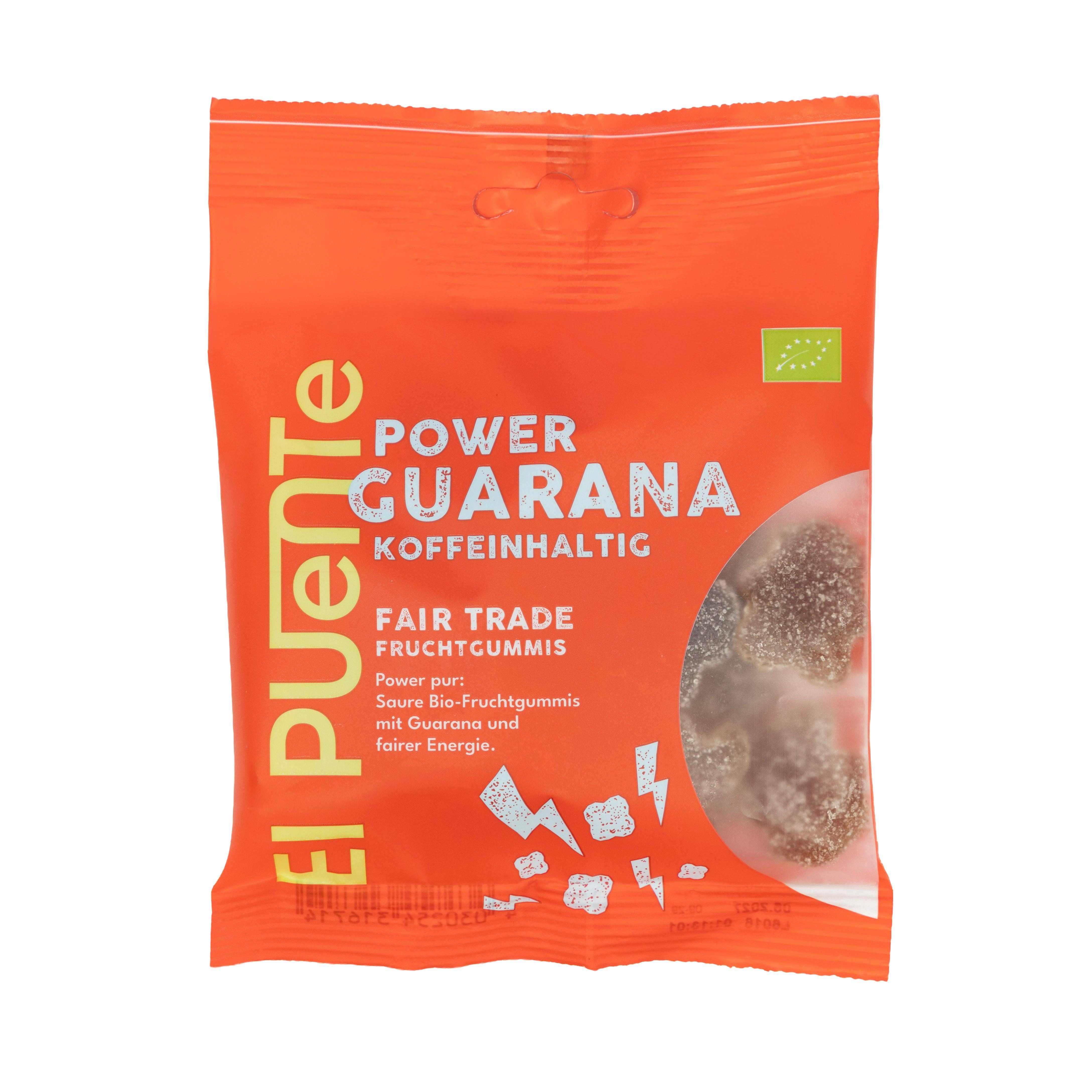 El Puente Knabberei Power-Guarana - Saure Bio-Fruchtgummi, Fair Trade, Bio, Glutenfrei, Handmade