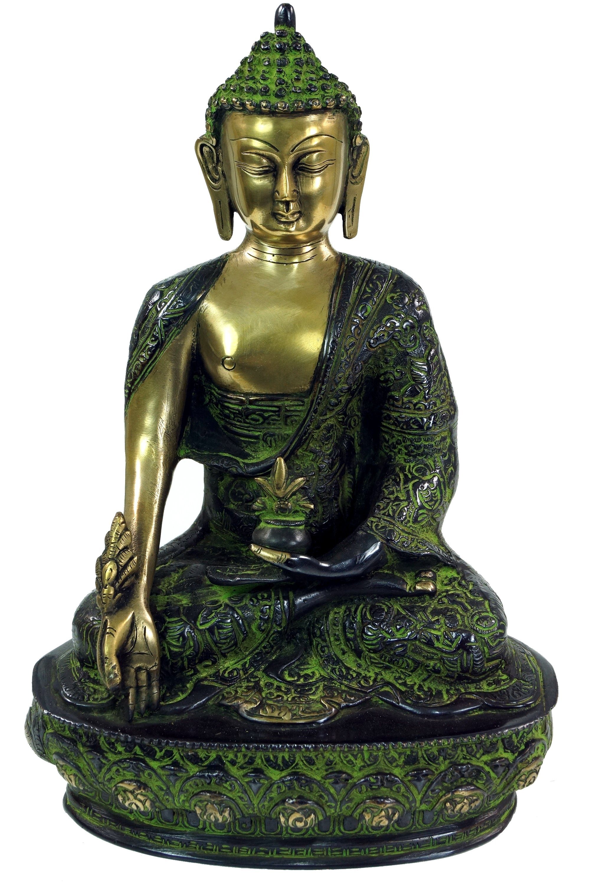 Guru-Shop Buddhafigur Buddha Statue aus Messing Medizin Buddha 31 cm..