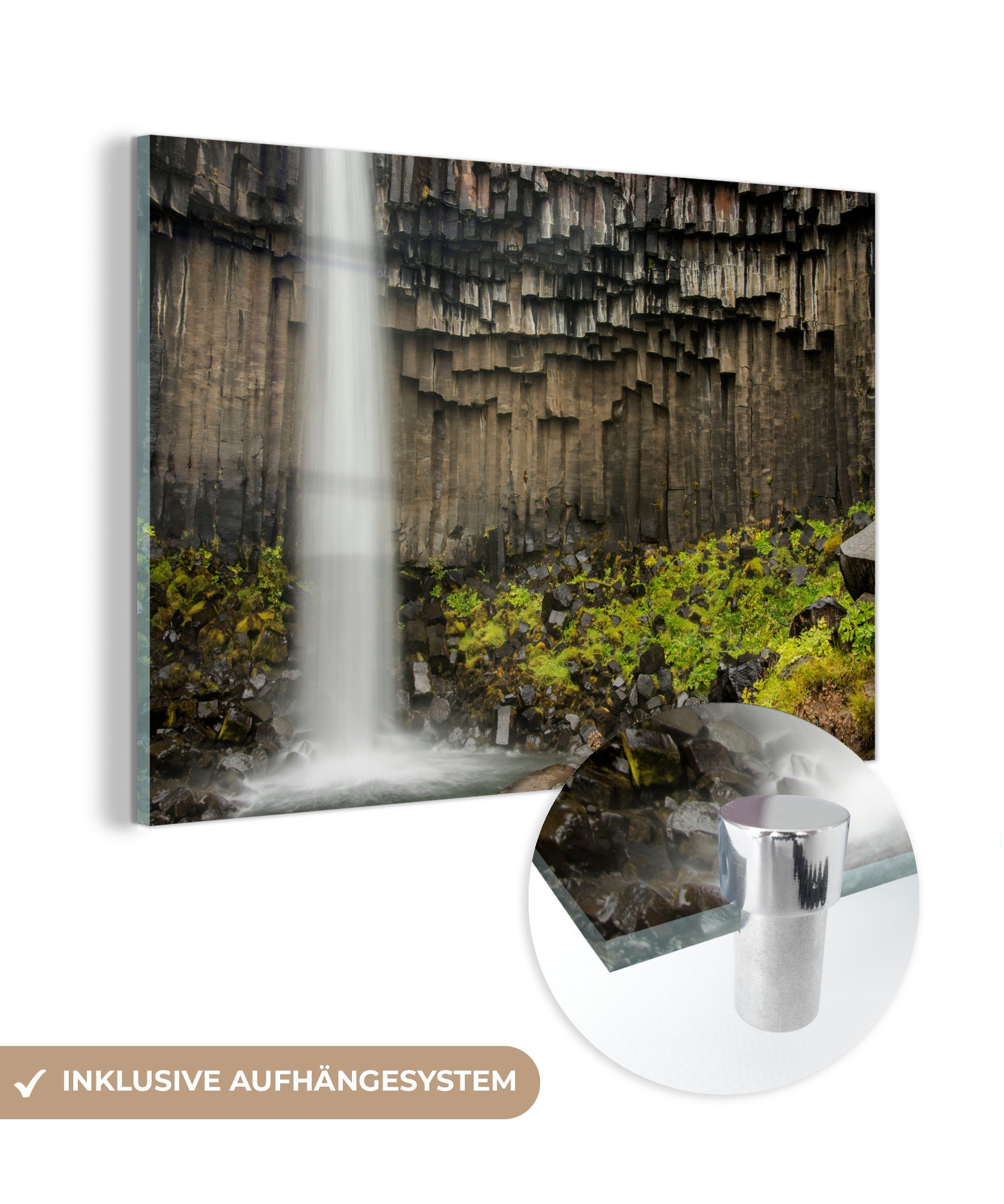 MuchoWow Acrylglasbild Wasserfall in Island, (1 St), Acrylglasbilder Wohnzimmer & Schlafzimmer