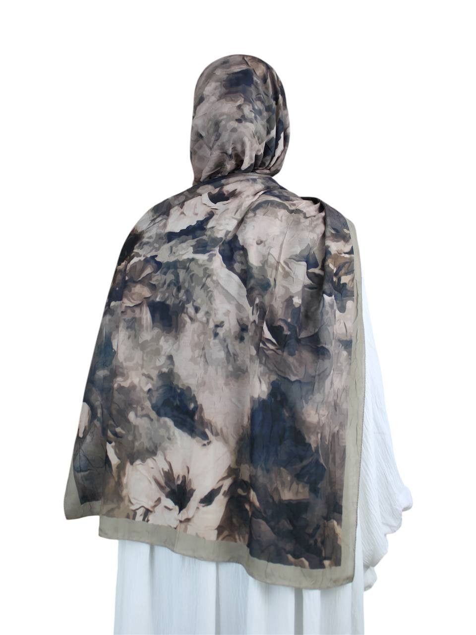 Aymasal Hijab Printed Soft Hijab Aquarell Look Kopftuch Schal Modest Fashion Trend Printed Soft Hijab aus Baumwolle 187x70 cm