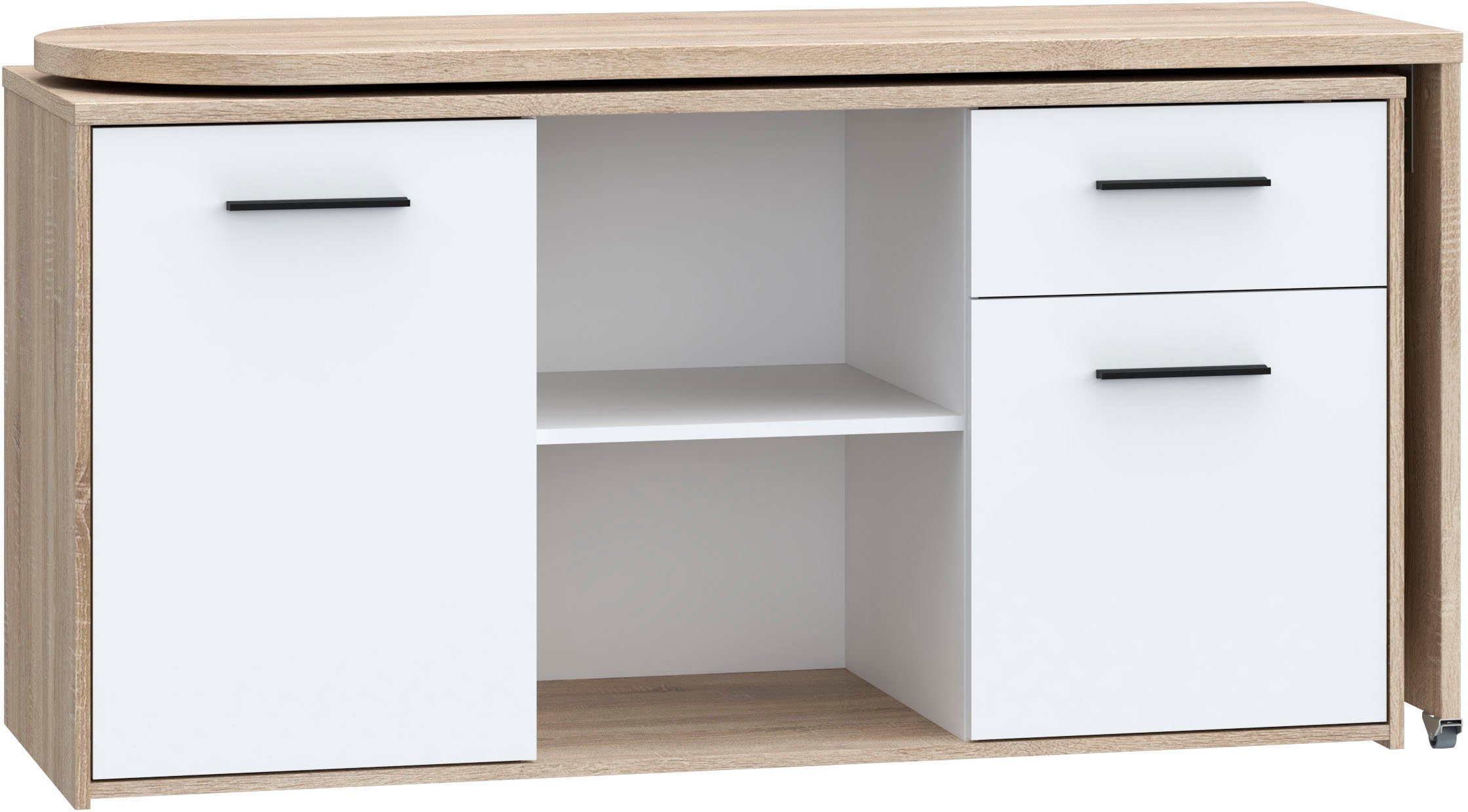 FORTE Schreibtisch Aliklia, multifunktional, Tischplatte ausschwenkbar, mit  Rollen, Sideboard