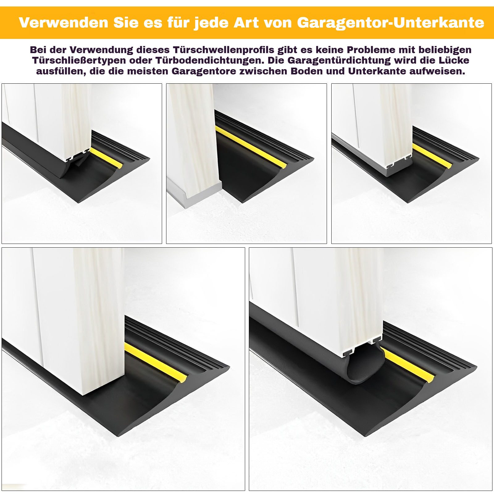 BlingBin Türdichtband Wetterfeste Garagentor-Schwellendichtung aus Gummi, (1er Set, 1-St., 80 mm × 18 mm × 9FT), DIY Bodenabdichtung gegen Wasser und Staub für  – Bild 4 von 5