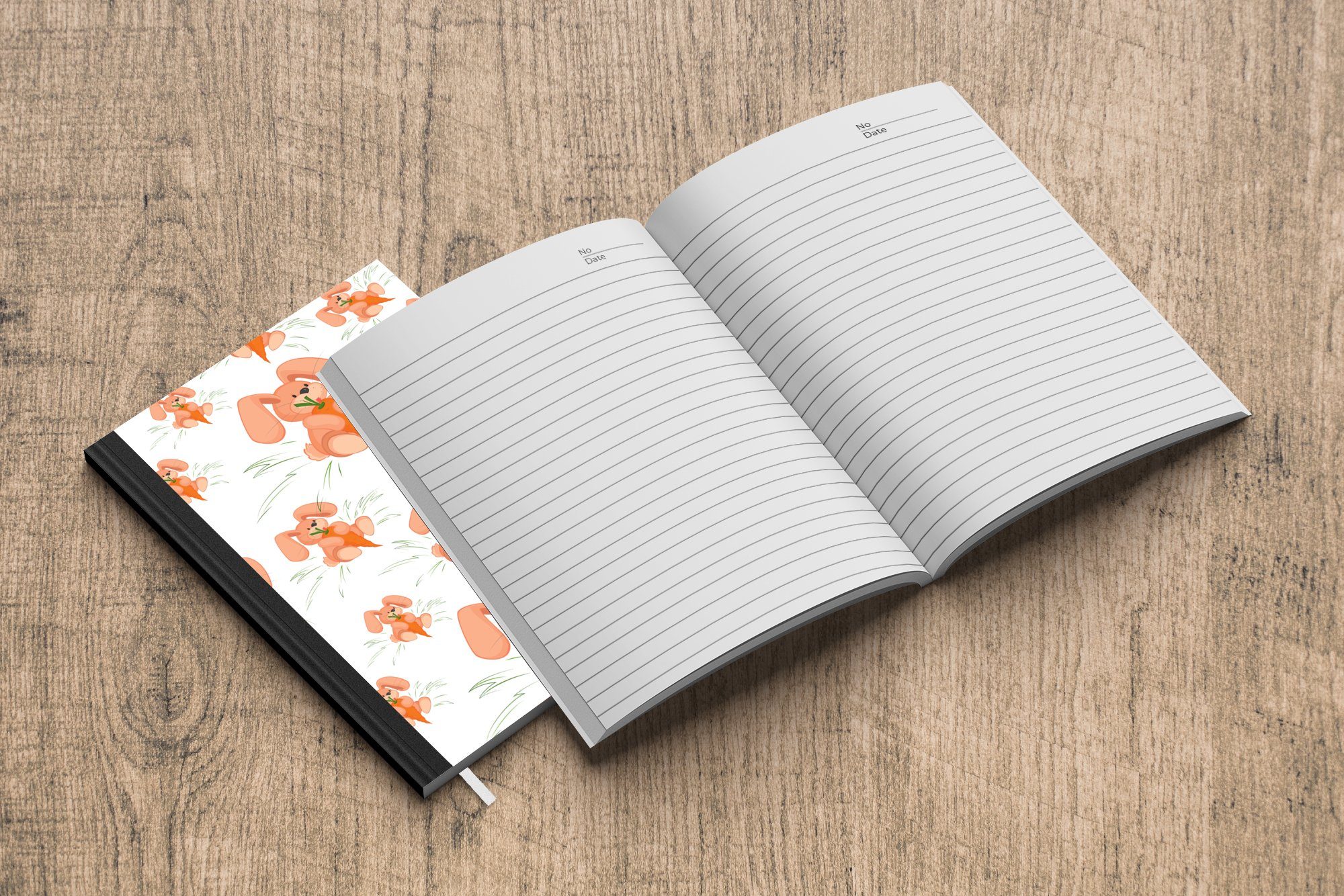 Muster, Merkzettel, - Notizbuch Journal, 98 Seiten, Notizheft, Kaninchen A5, Gemüse - Haushaltsbuch Tagebuch, MuchoWow