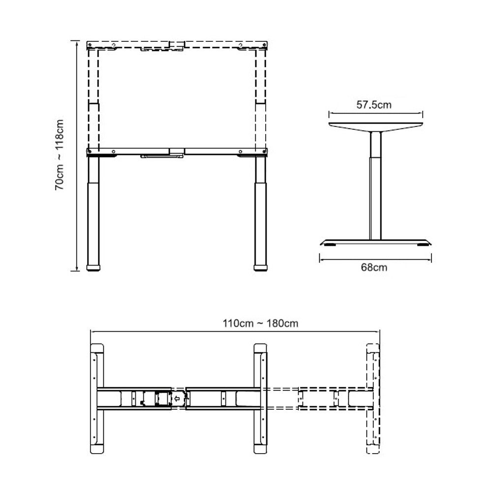 Höhenverstellung 70 (Set, Arbeitstisch 1-St), mit Memory Tischplatte cm 140 & elektrischer Funktionen Schreibtisch 3 x Weiß PROMAFIT