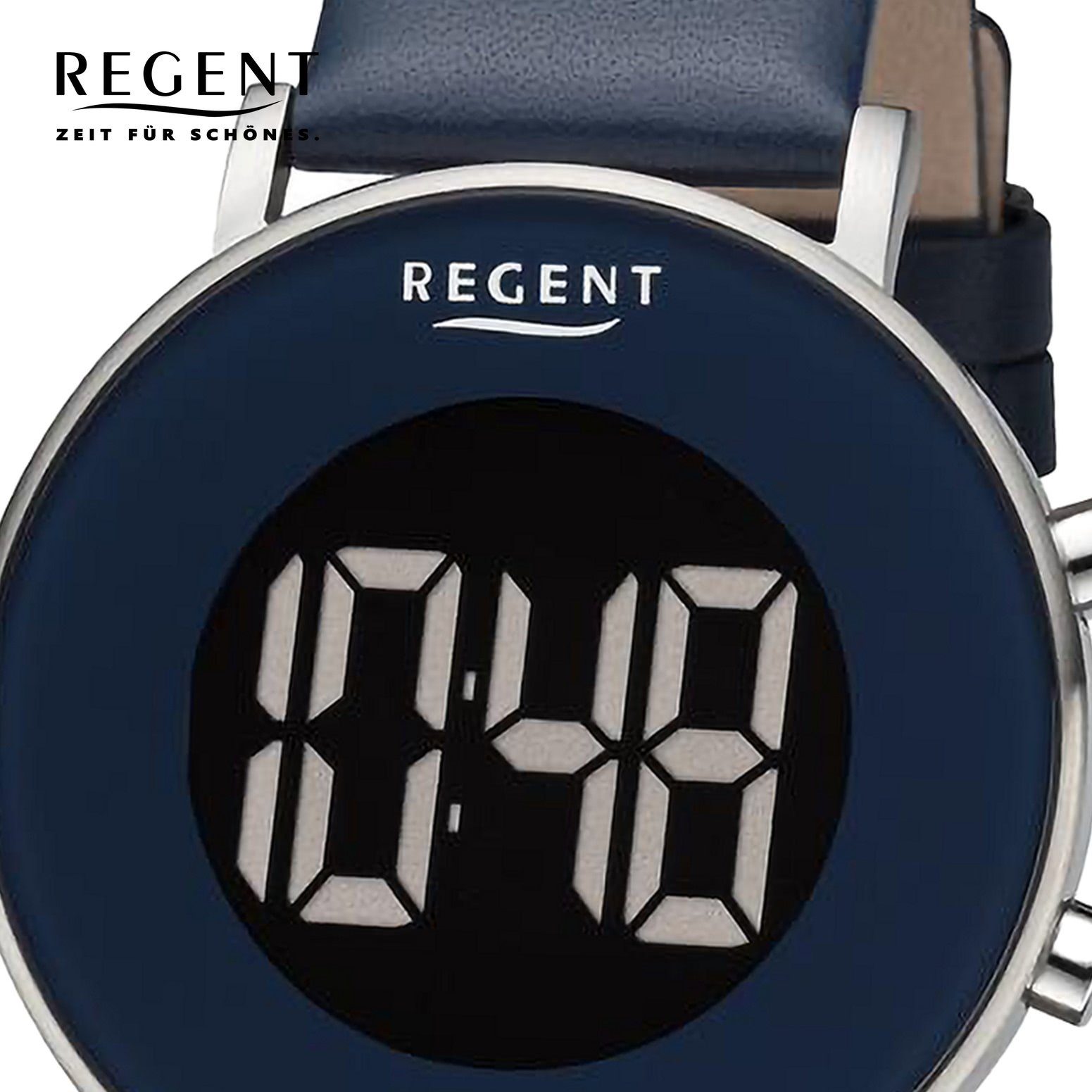 Regent Quarzuhr Regent Herren Lederarmband Armbanduhr groß rund, 40mm), Armbanduhr (ca. extra Herren Digital