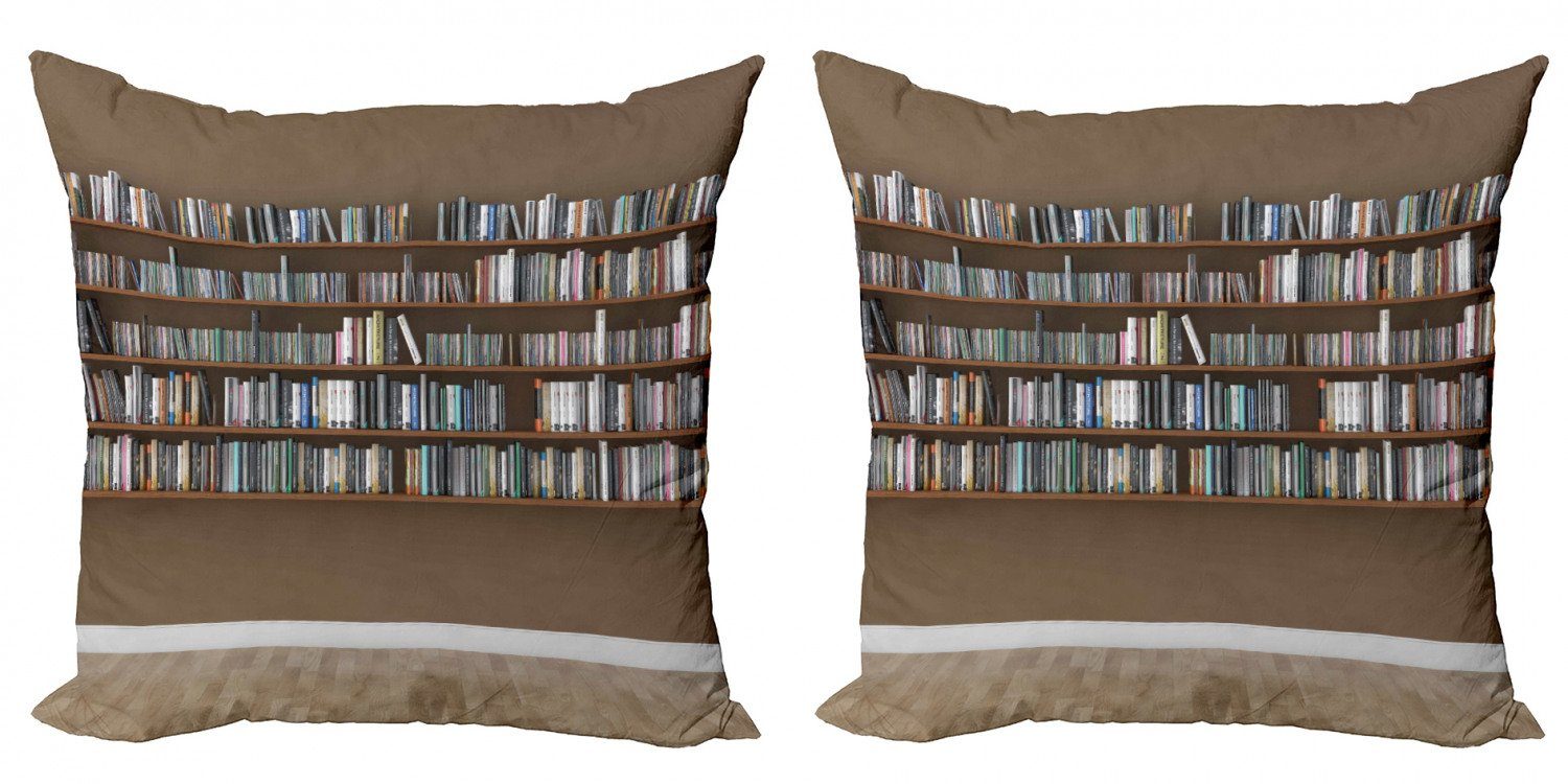 Kissenbezüge Interior Modern Wand Abakuhaus Accent (2 Stück), Bibliothek Digitaldruck, Doppelseitiger Bookshelves
