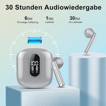 Jesebang Kabellos Bluetooth 5.3, Ultraleicht mit HD Mikrofon, Herausragender In-Ear-Kopfhörer (Dynamischer Sound und kristallklarer Klang für ein immersives Hörerlebnis., Sound Musik Streaming bis zu 30 Stunden, LED-Anzeige, IP7 Wasserdicht)