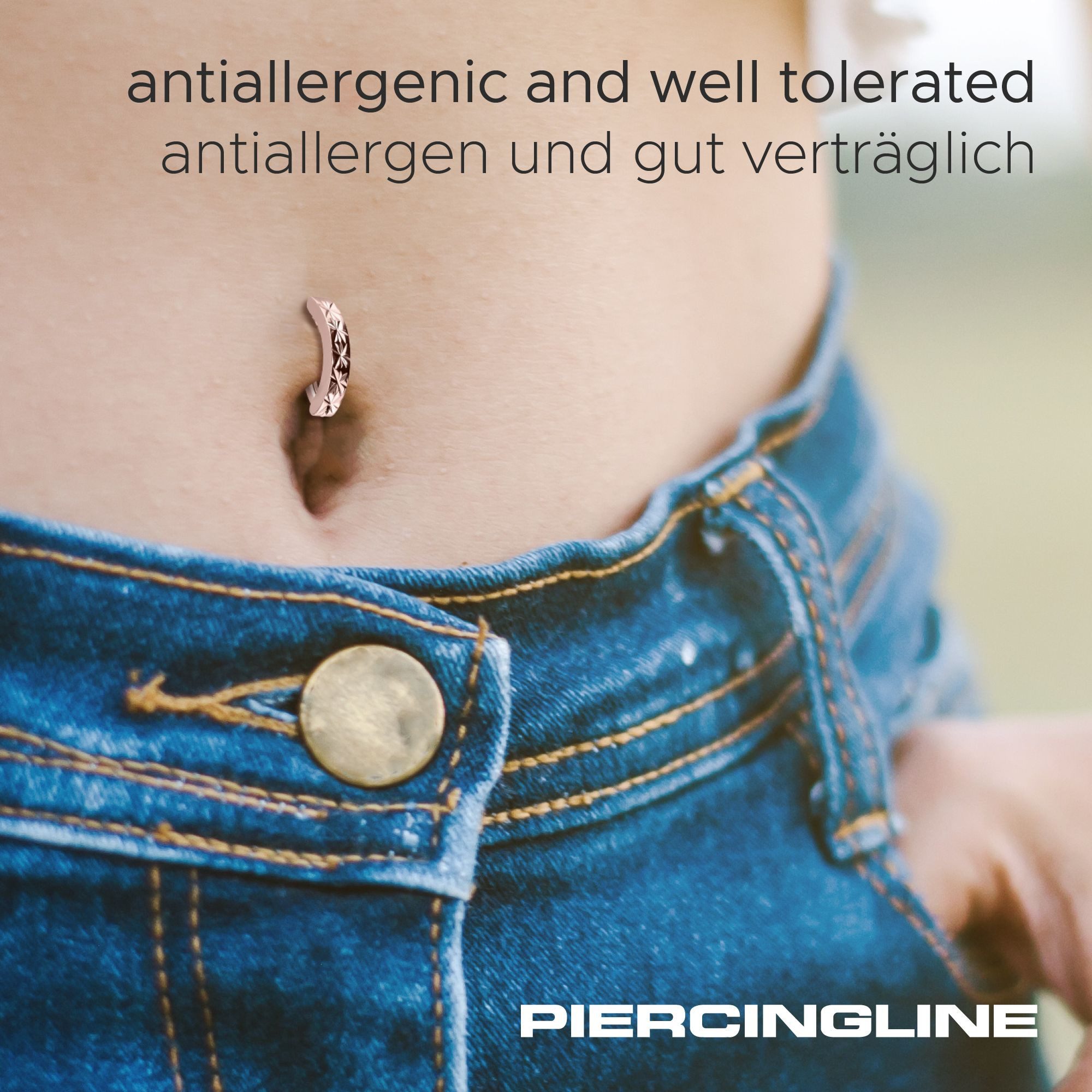 PIERCINGLINE Bauchnabelpiercing Titan Bauchnabelclicker BOGEN + DESIGN (Clicker, 1-tlg)